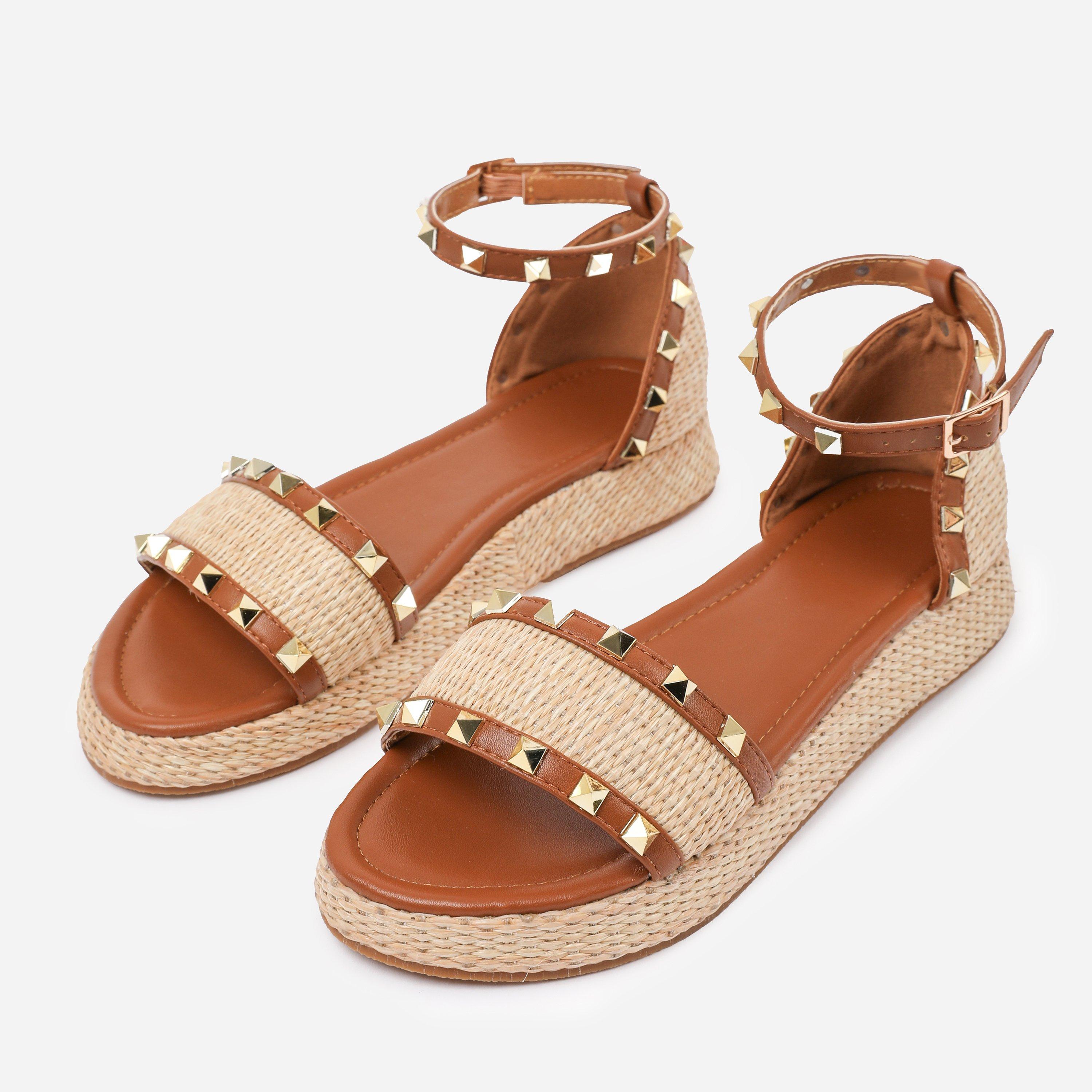Tan - Wheres That From - Wheres That From Tan-PU Aviva Wide-Fit Studded Gl - 3