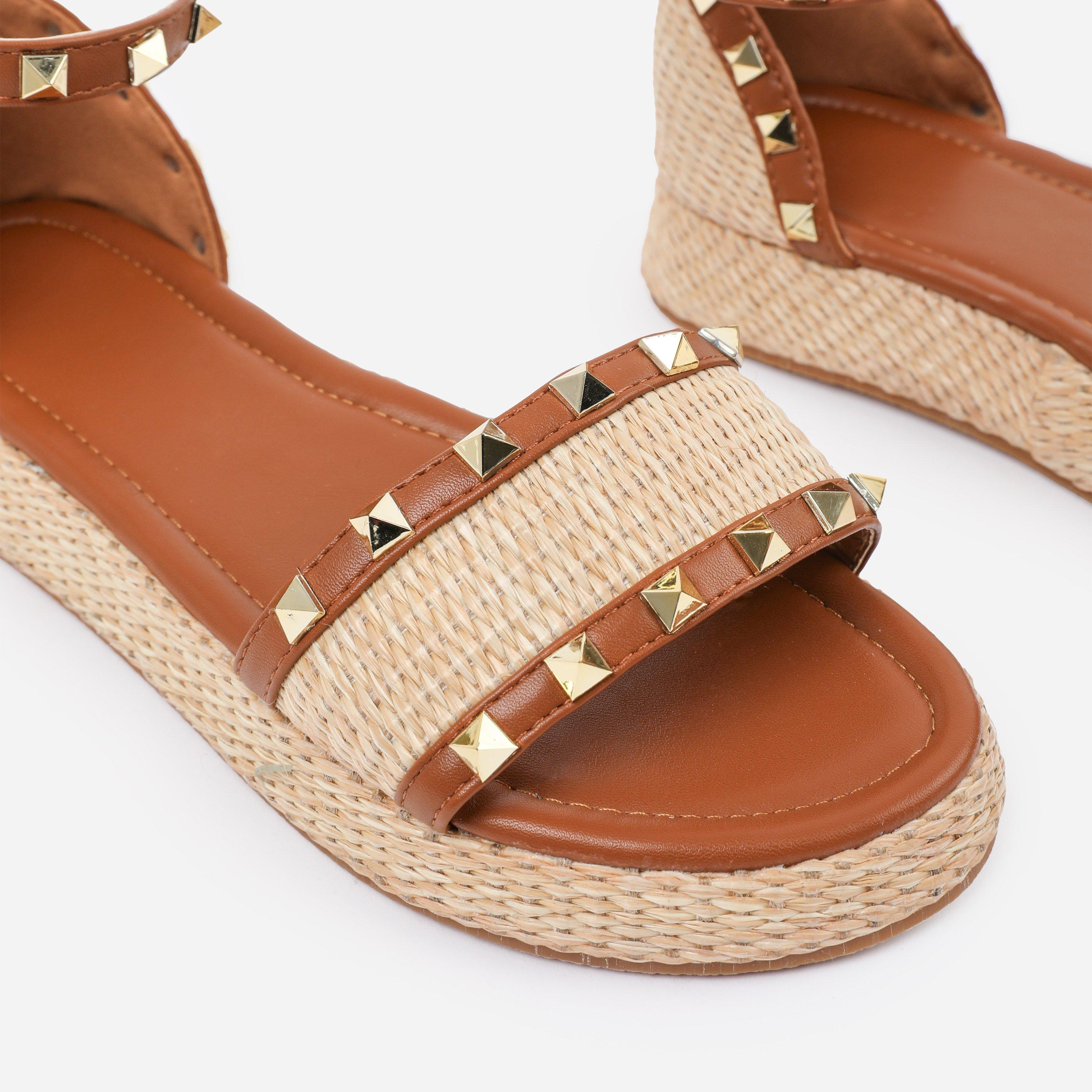 Tan - Wheres That From - Wheres That From Tan-PU Aviva Wide-Fit Studded Gl - 4