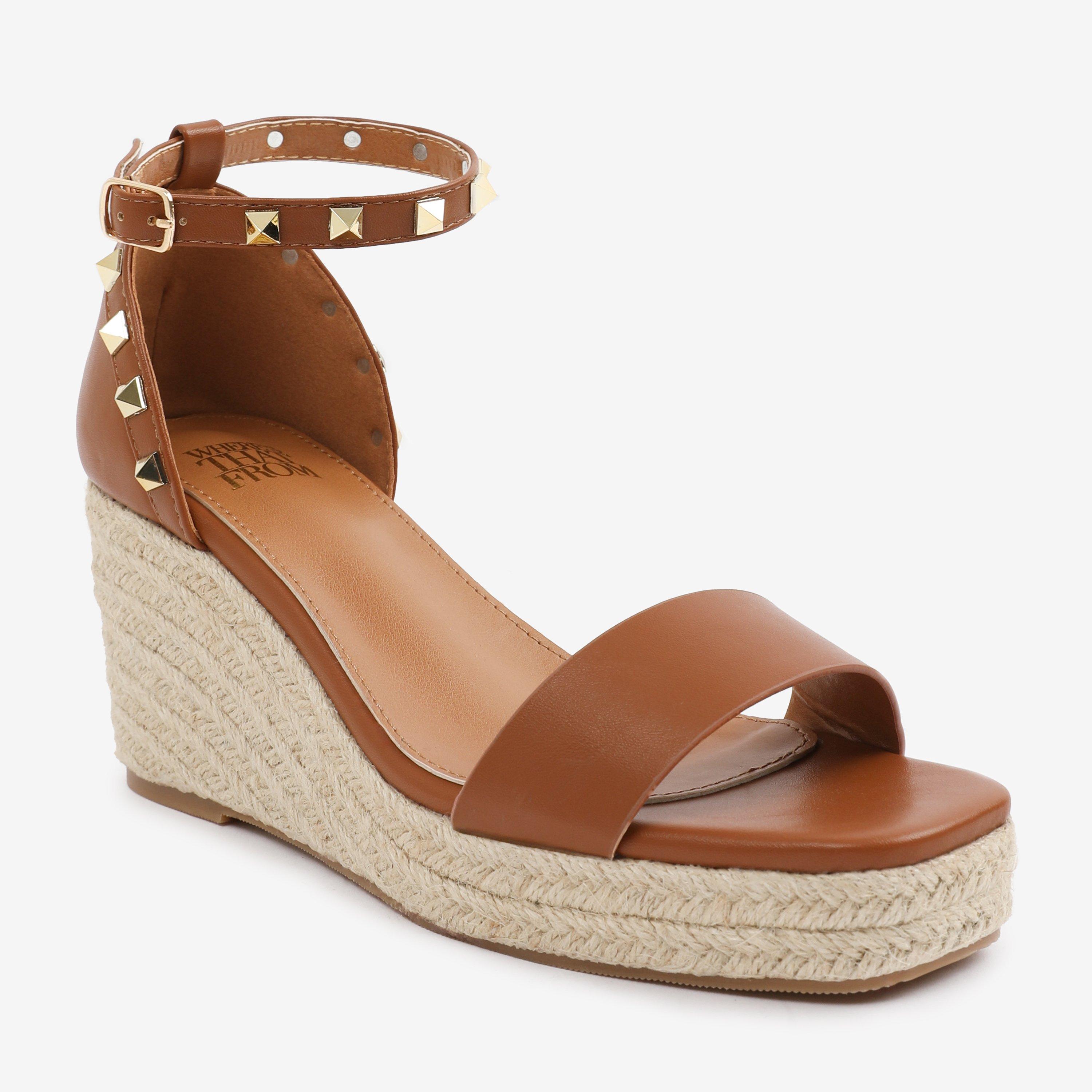 Tan - Wheres That From - Wheres That From TanPU Presley wide-fit Wedge San - 3