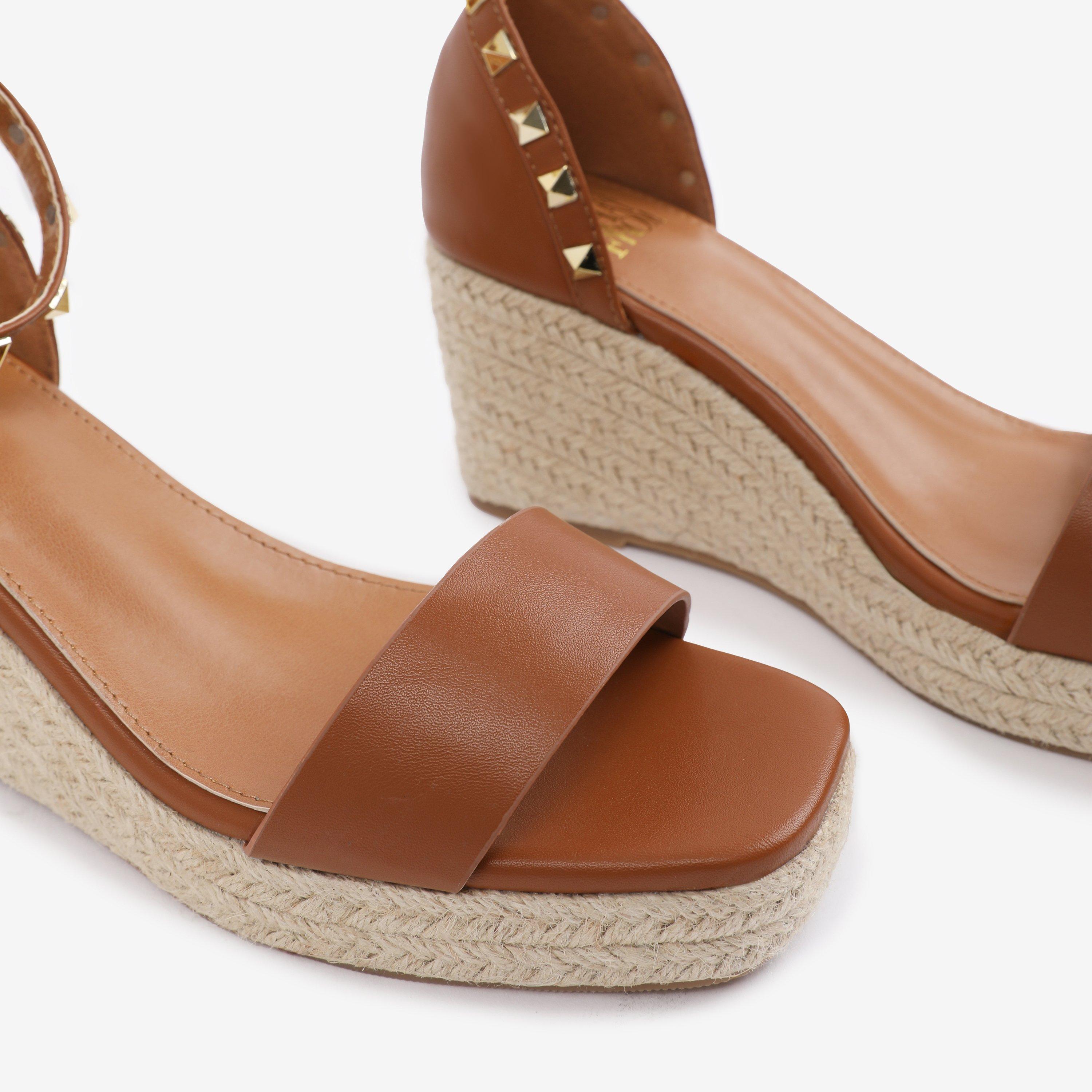 Tan - Wheres That From - Wheres That From TanPU Presley wide-fit Wedge San - 5