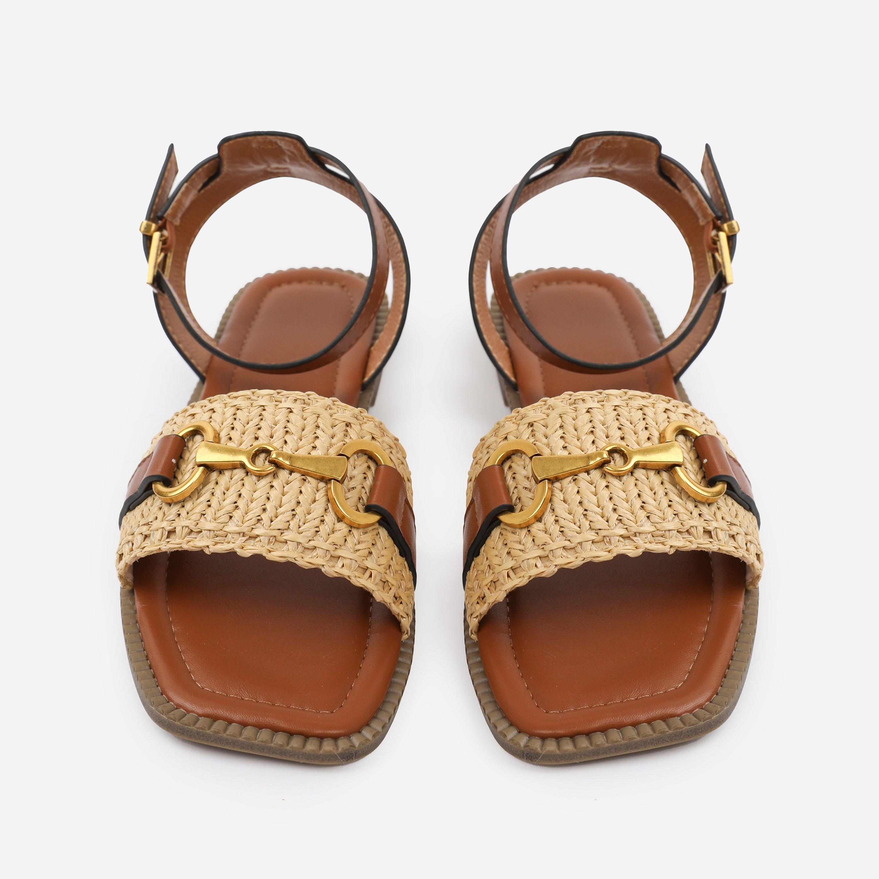 Tan - Wheres That From - Wheres That From Tan PU Catelyn Straw Detail Stra - 3