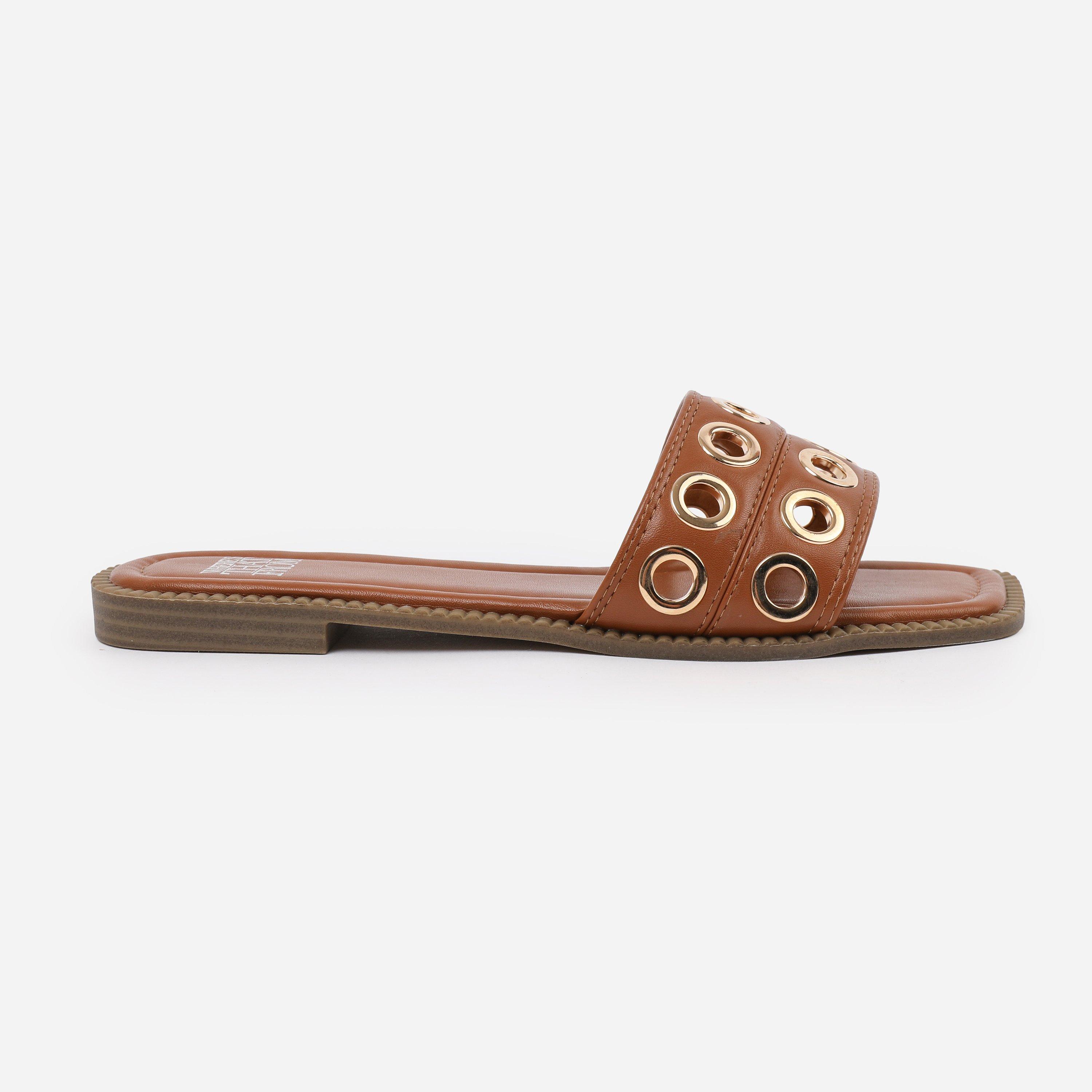 Tan - Wheres That From - Tan PU Bonnie Flatform Sandal - 1