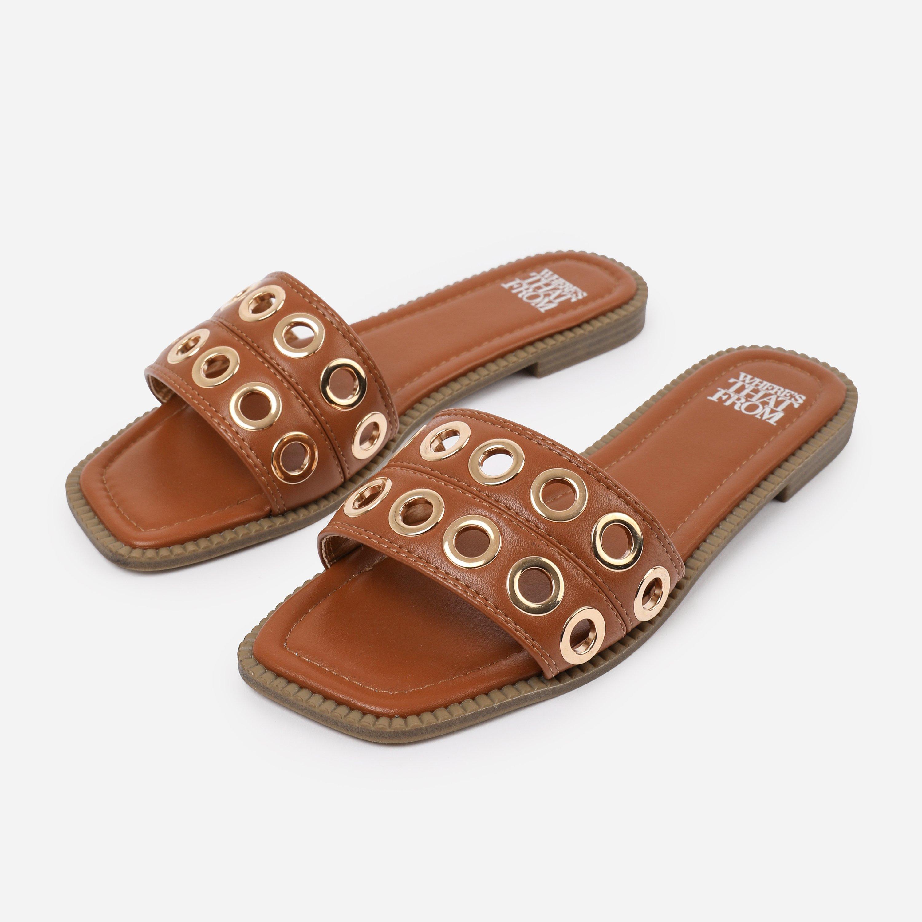 Tan - Wheres That From - Wheres That From Tan PU Bonnie Flatform Sandal - 3