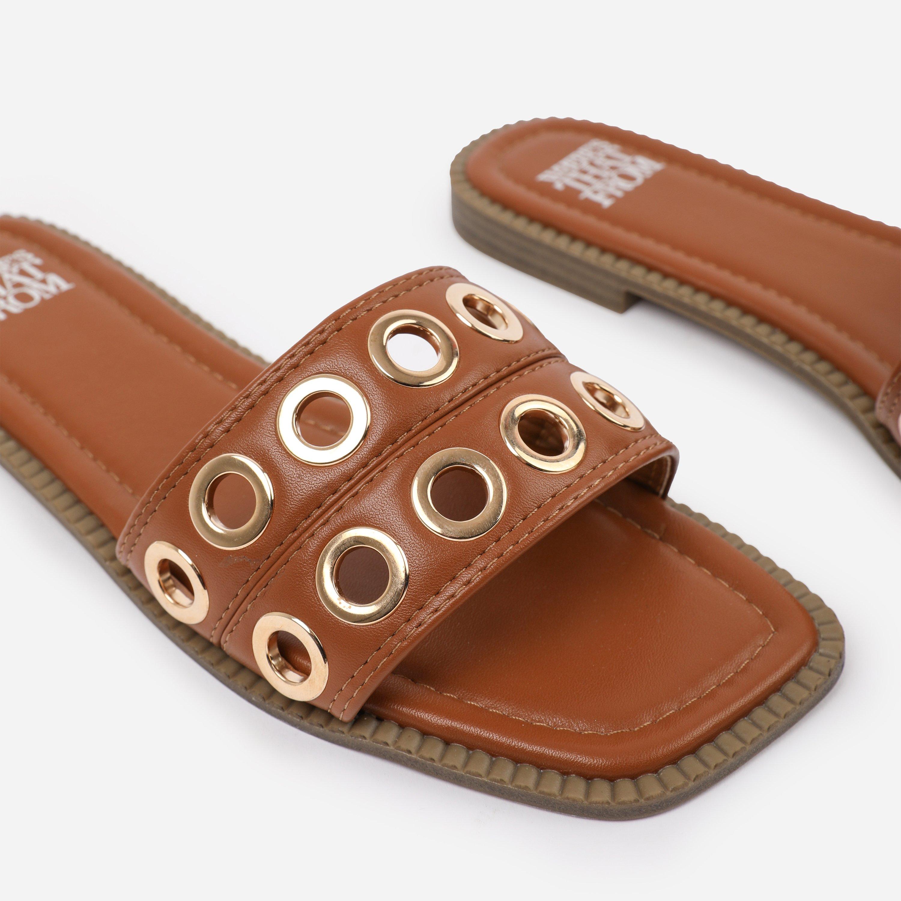 Tan - Wheres That From - Wheres That From Tan PU Bonnie Flatform Sandal - 4