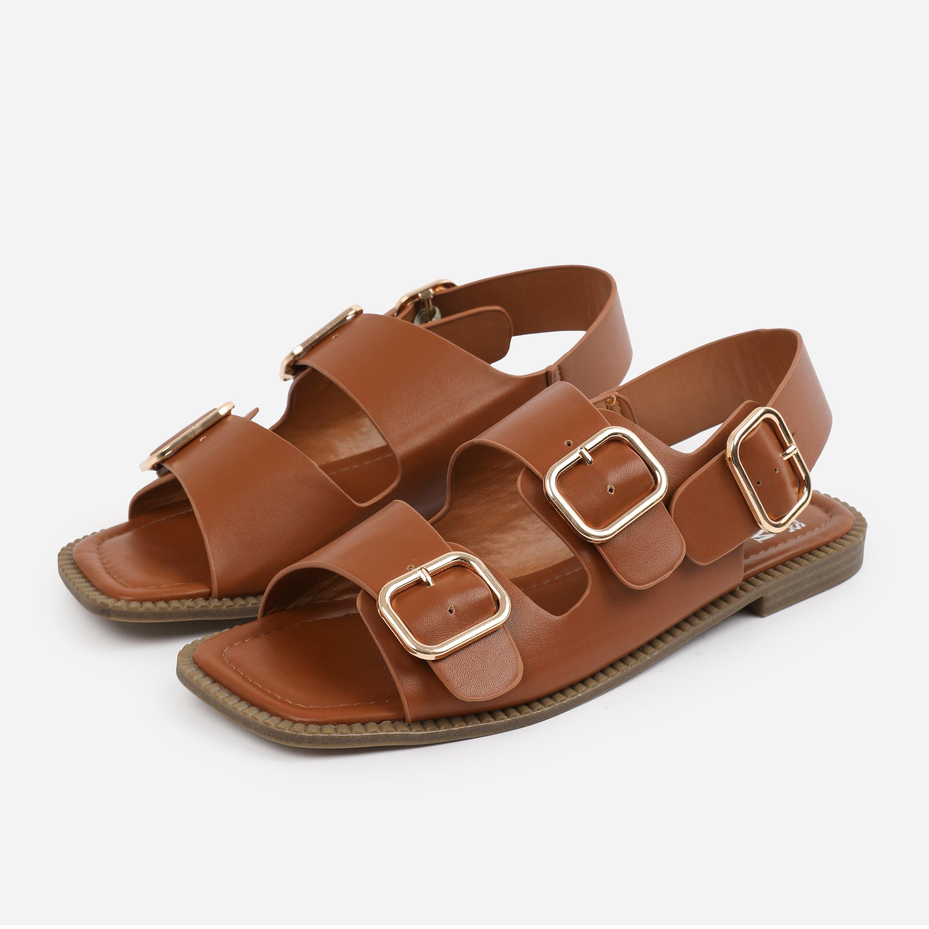 Tan - Wheres That From - Wheres That From Tan PU Cher Flatform Sandal - 3