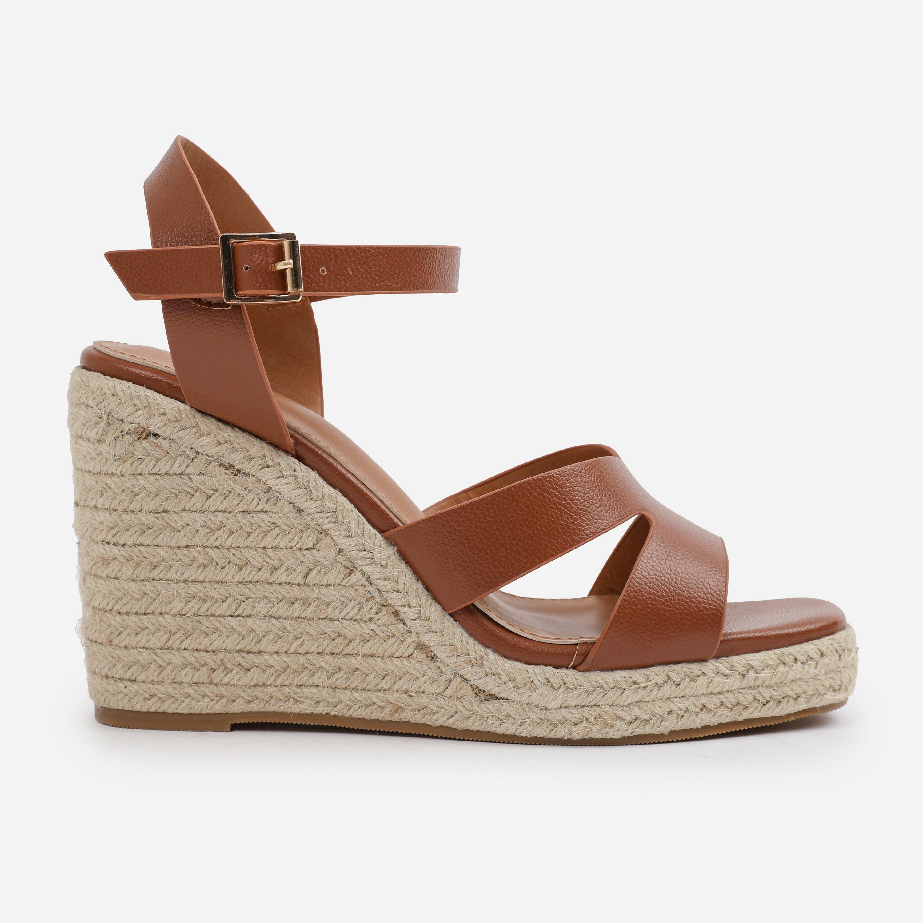 Tan - Wheres That From - Tan PU Sansa Wedge Shoes - 1
