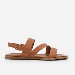Wheres That From Wheres That From Tan PU Nessa Flat Sandals