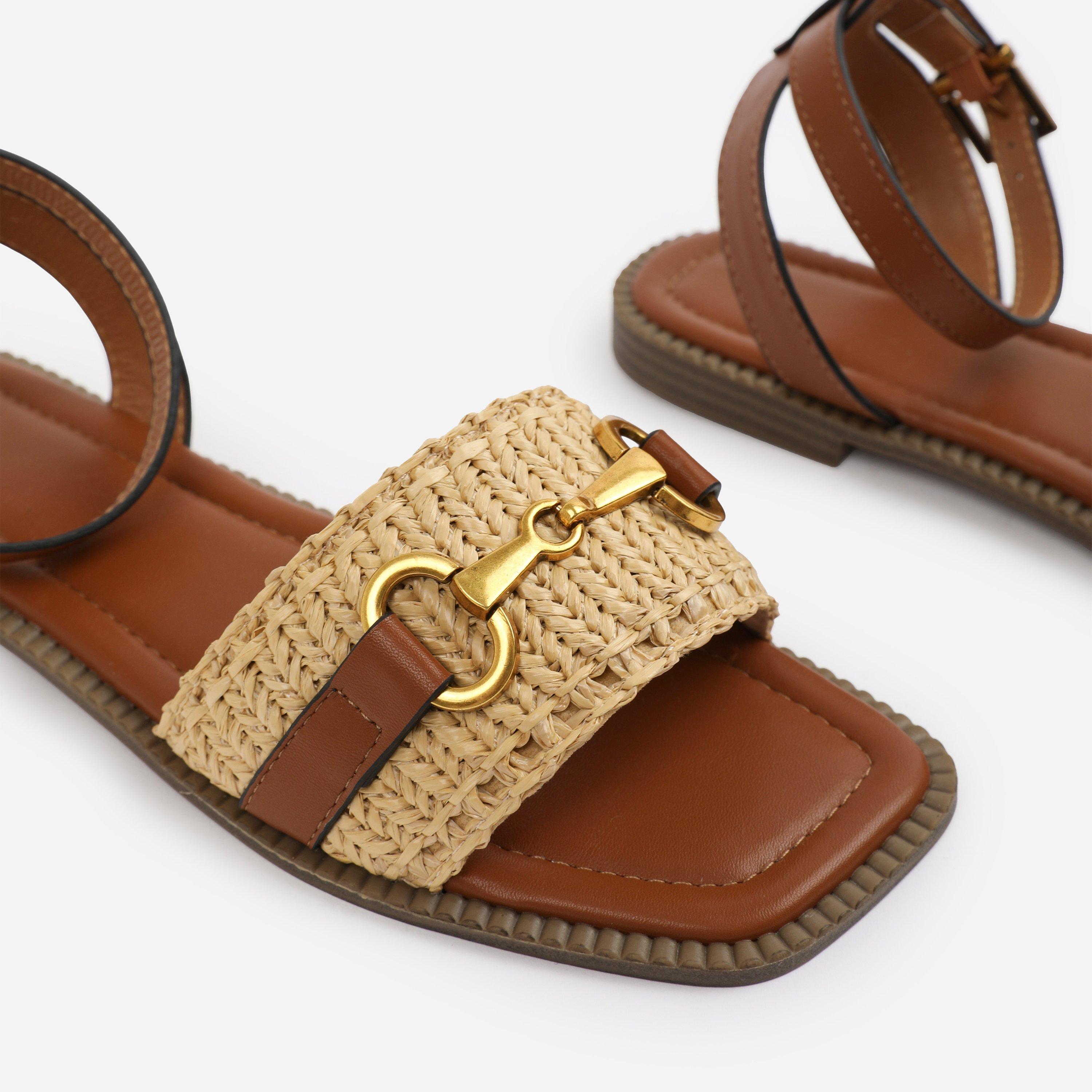 Tan - Wheres That From - Wheres That From Wide-Fit Tan-PU Catelyn Straw De - 4