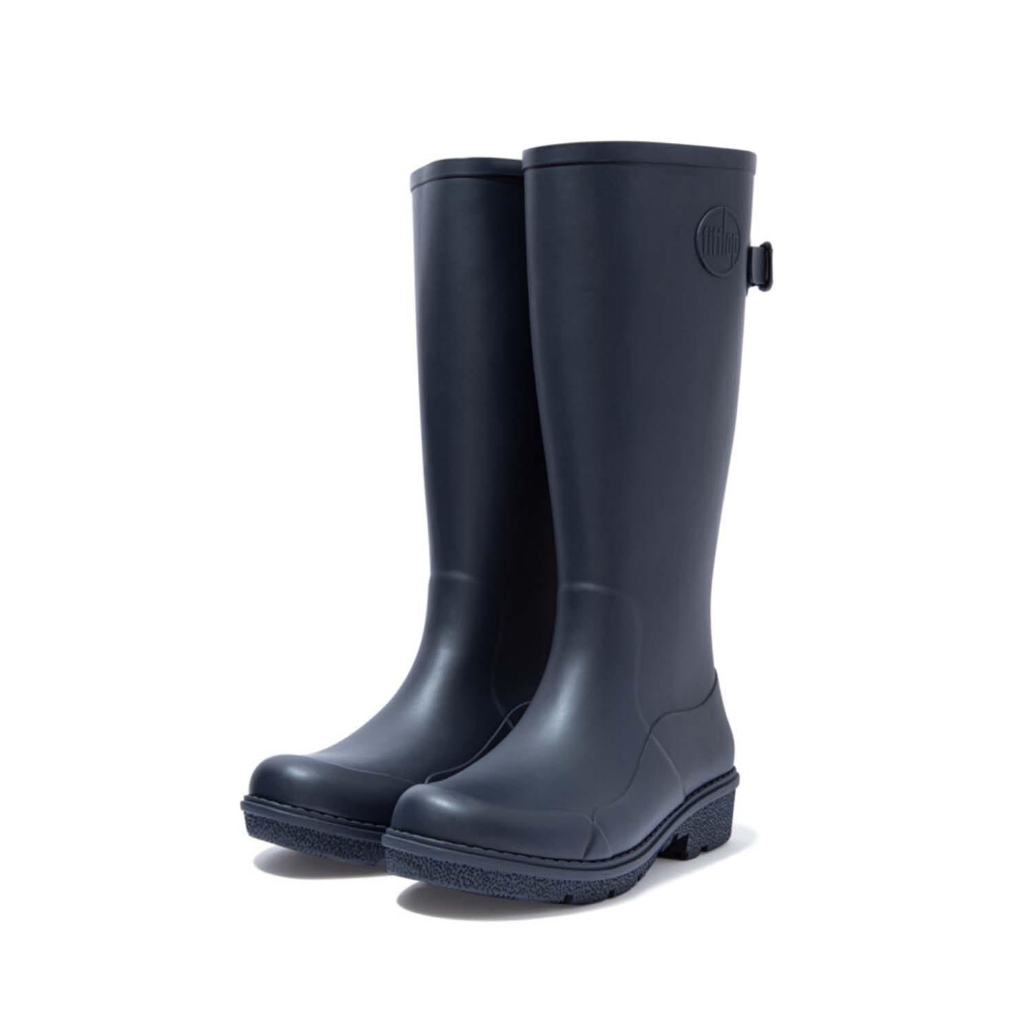 Navy - FitFlop - Wonderwelly Tall Wellington Boots - 1