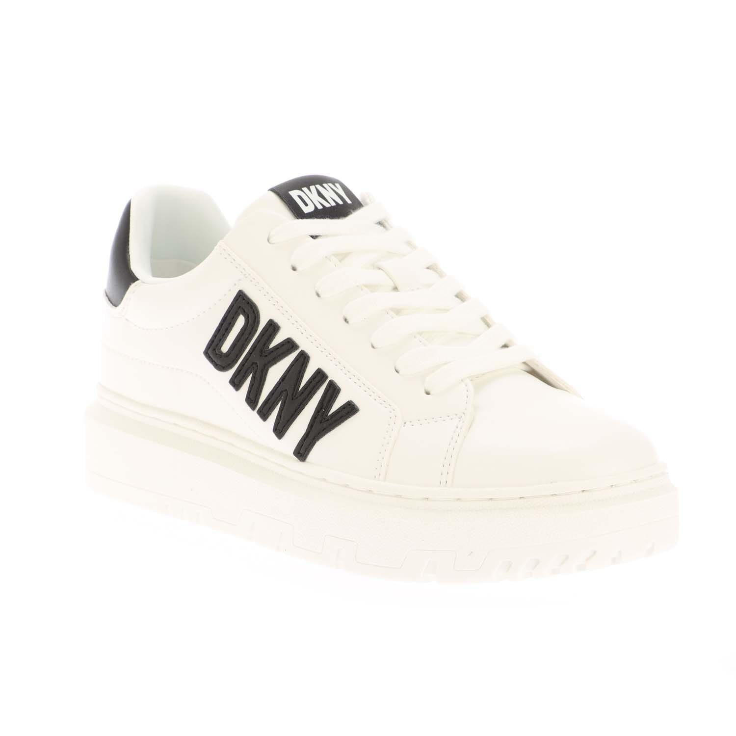 White Black - DKNY - Minda Lace Up Trainers - 2