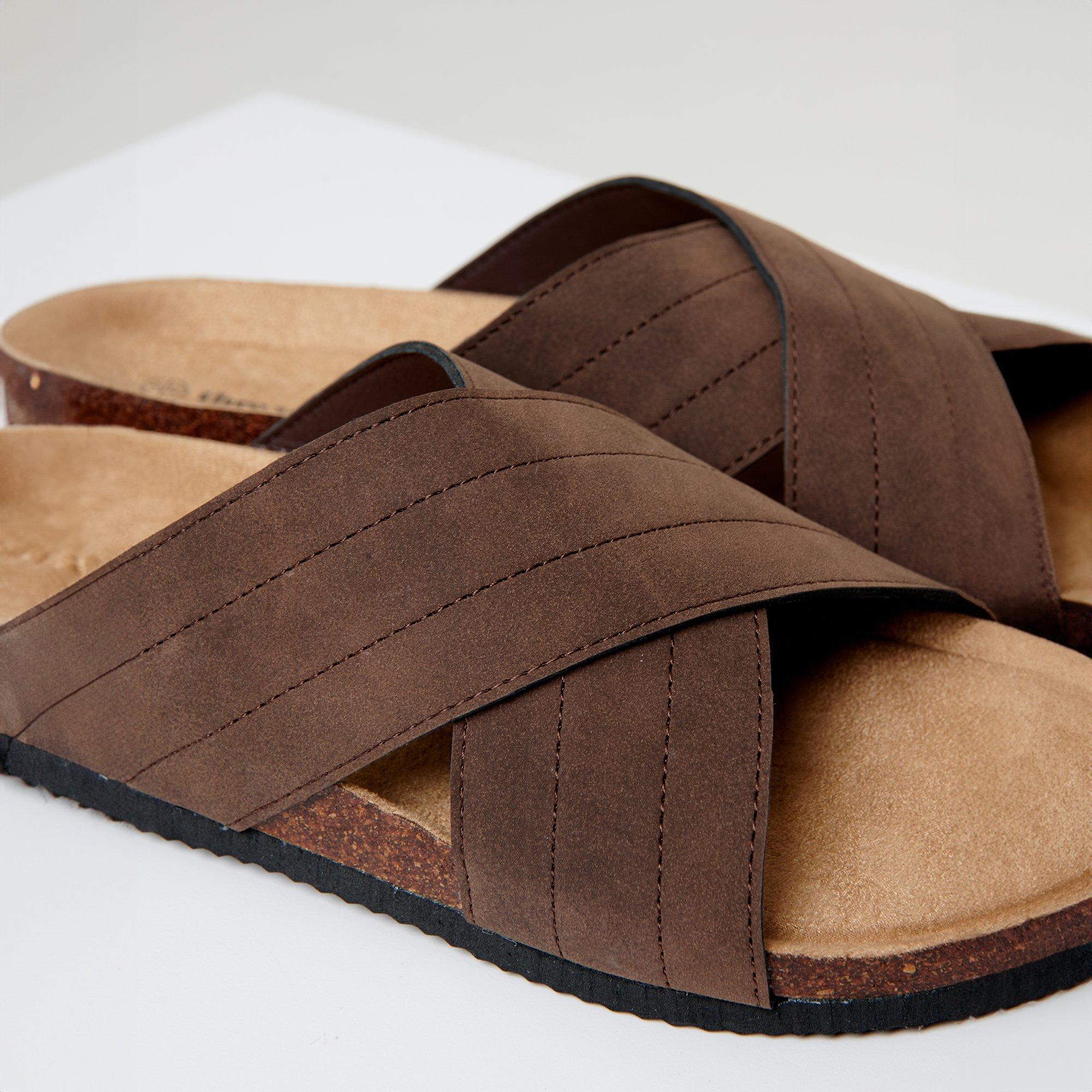 Chocolate - Threadbare - Faux Suede Cross Strap Sandals - 2