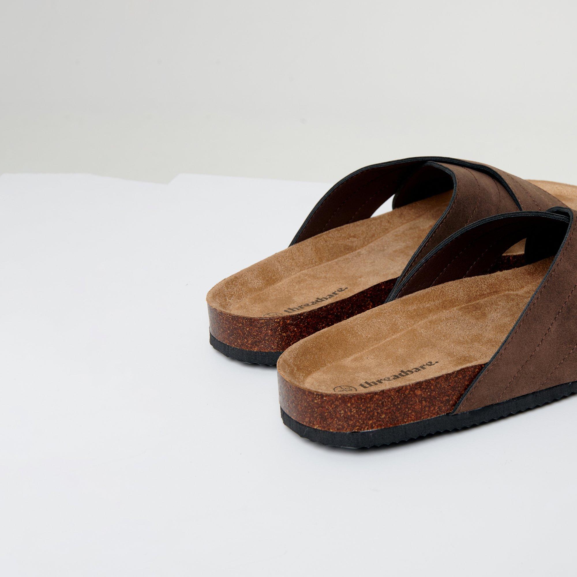 Chocolate - Threadbare - Faux Suede Cross Strap Sandals - 3