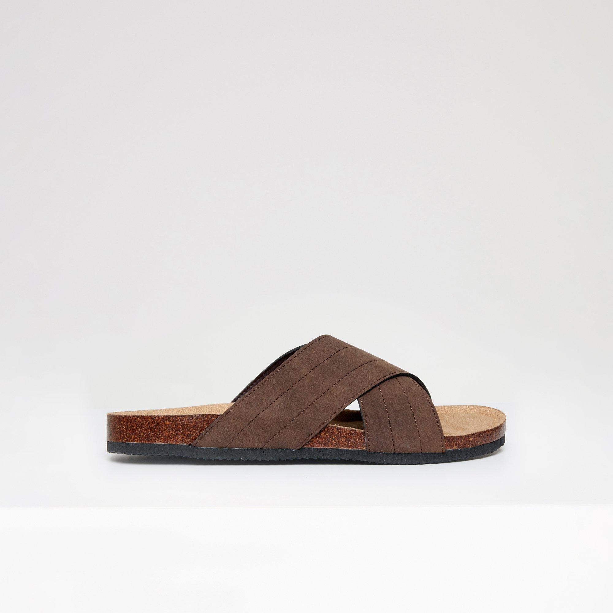 Chocolate - Threadbare - Faux Suede Cross Strap Sandals - 4