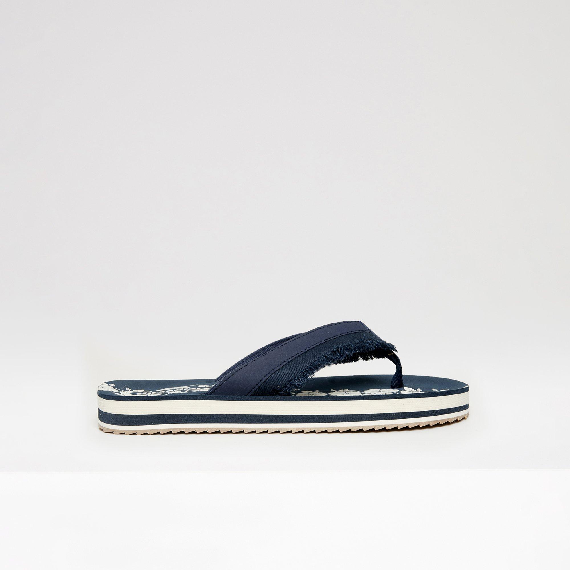 Navy - Threadbare - Fringe Detail Toe Post Sandals - 1