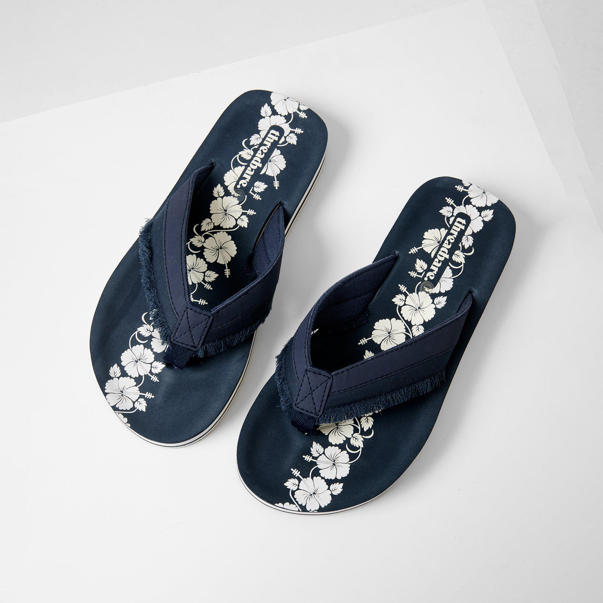 Navy - Threadbare - Fringe Detail Toe Post Sandals - 3