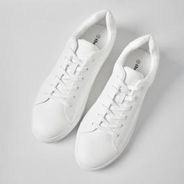 Threadbare Lace-Up Faux Leather Court Trainers