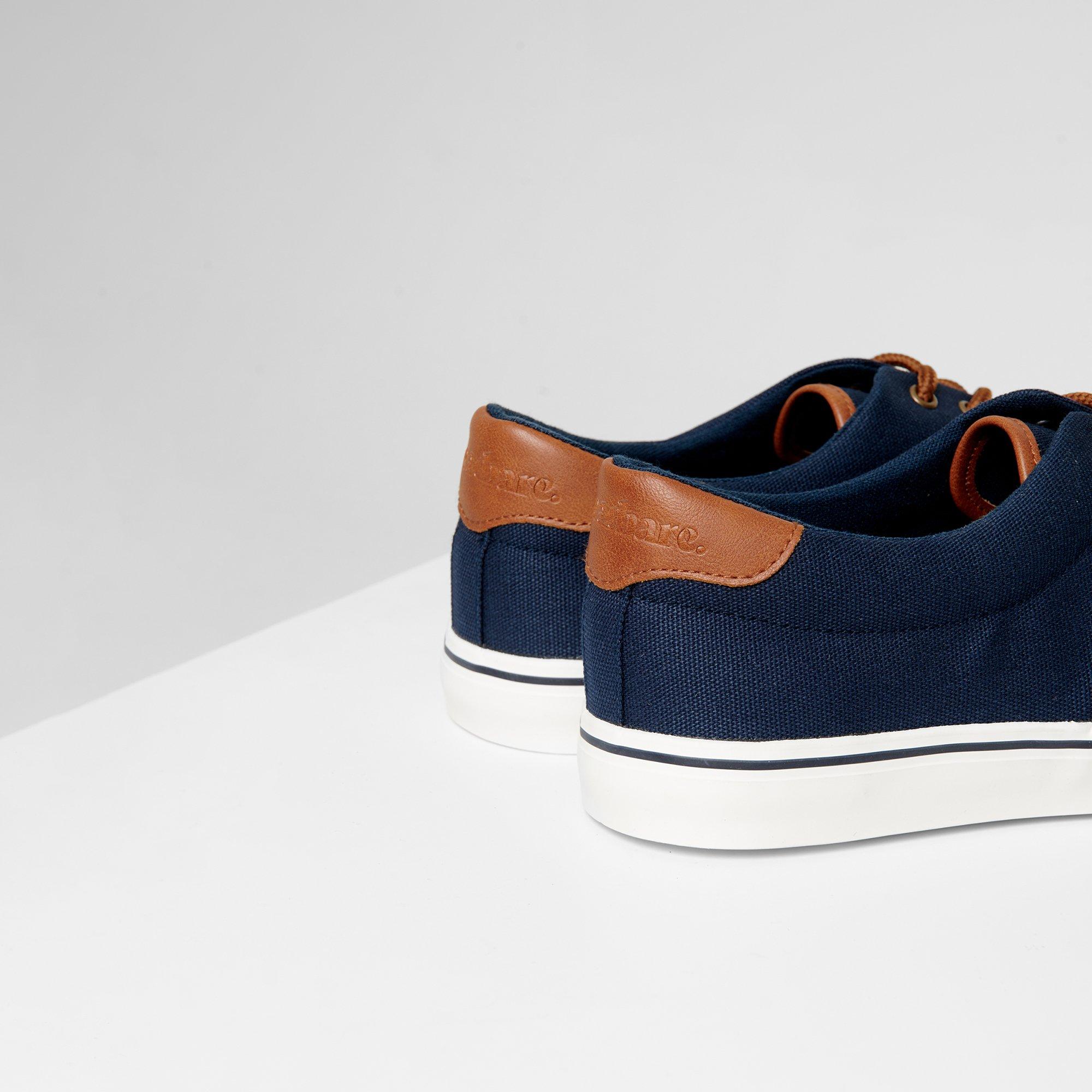 Navy - Threadbare - Men's Lace-Up Canvas Low-Top Trainers - 3