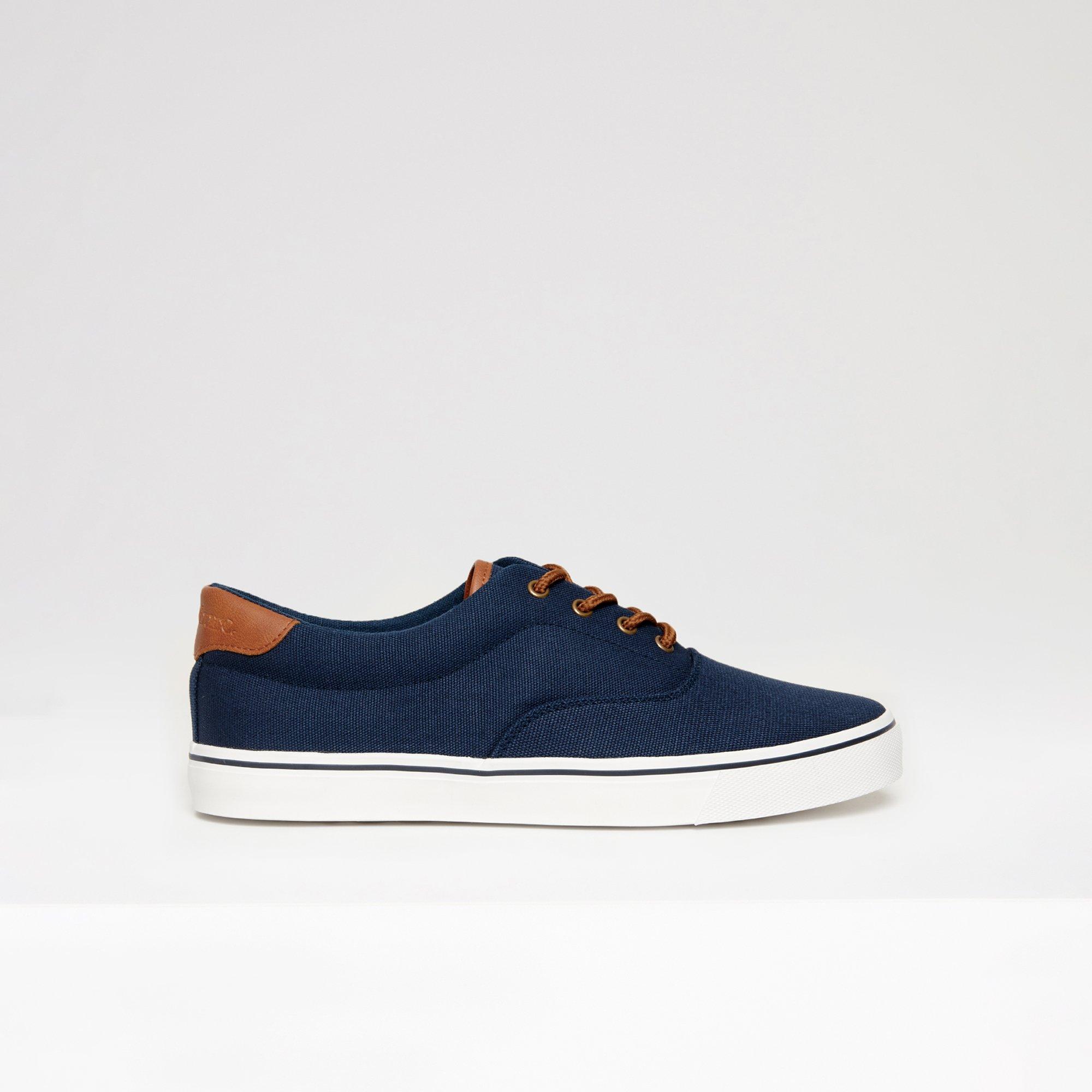 Navy - Threadbare - Men's Lace-Up Canvas Low-Top Trainers - 4