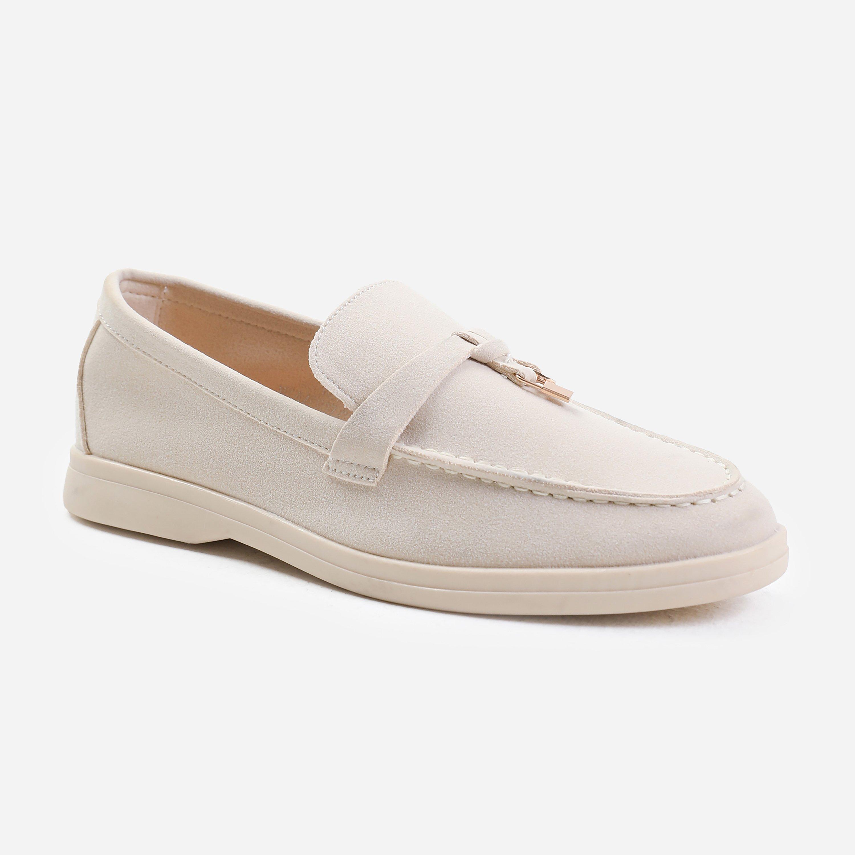 Beigesuede - Wheres That From - Beige Suede Pegasus Slip On Trim Loafers - 1