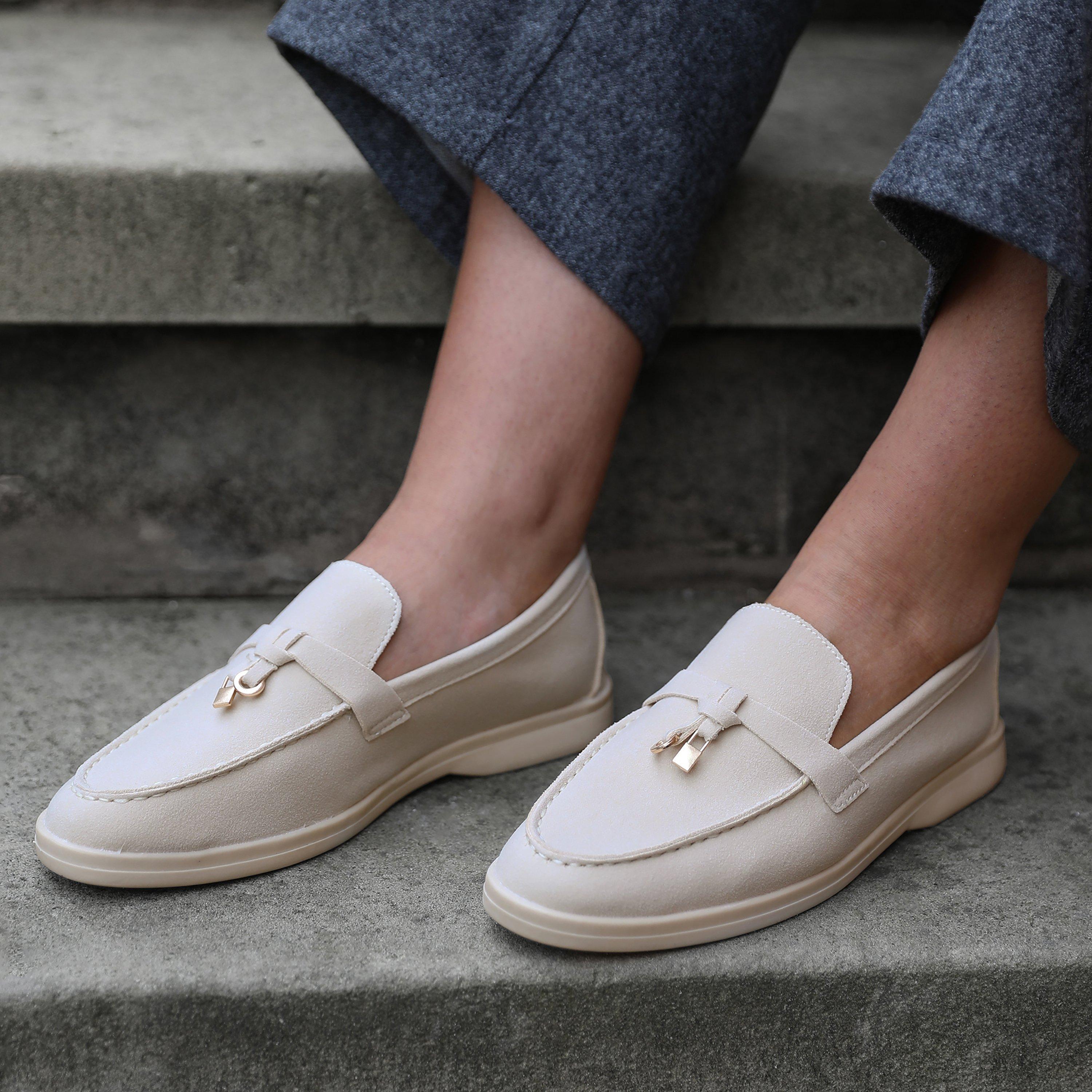 Beigesuede - Wheres That From - Beige Suede Pegasus Slip On Trim Loafers - 3