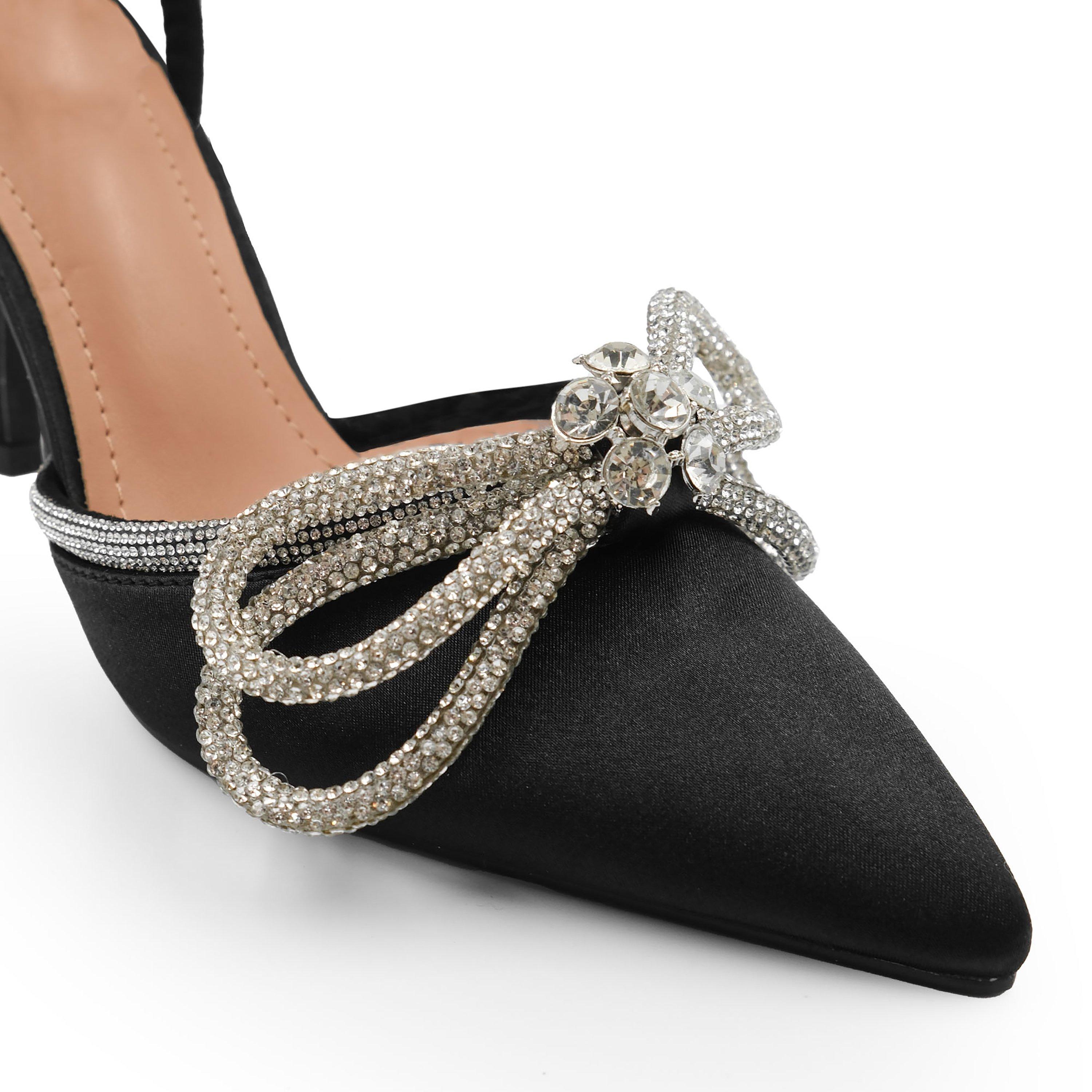 Black - Wheres That From - Black Silk Delina Pointed Toe High Heels - 2