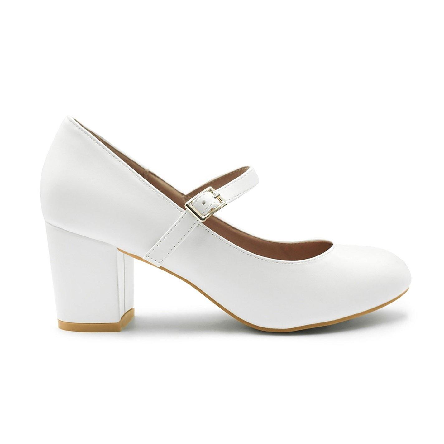 Whitepu - Wheres That From - Araceli Wide Fit Block Heel Mary Jane Pumps In Whi - 1