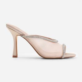 Wheres That From Portugal Open Toe Mules With Crystal Trim In Cream