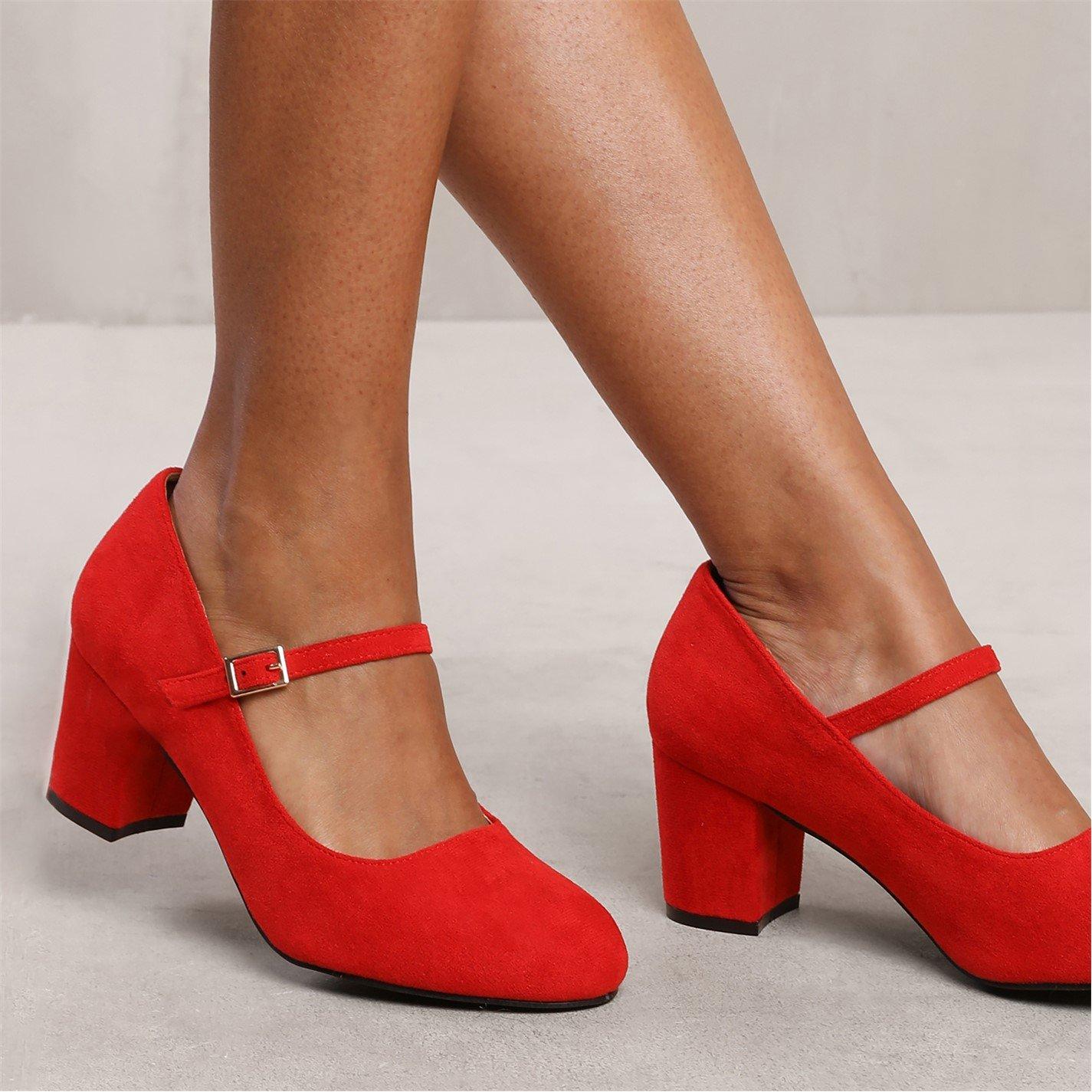 Redsuede - Wheres That From - Araceli Extra Wide Fit Block Heel Mary Jane Pumps - 2