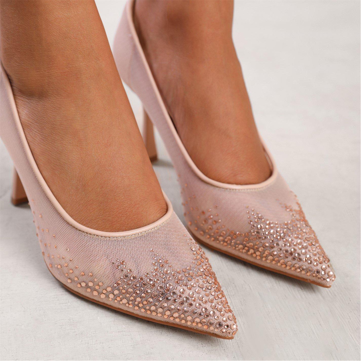 Darknude - Wheres That From - Delina Court Shoe With Diamante Detailing In Nude - 3