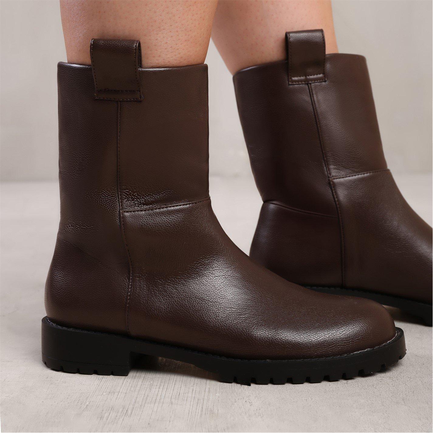 Dark Browngrain - Wheres That From - Delta Brown Grain Wide-Fit Mid Calf Boots - 2