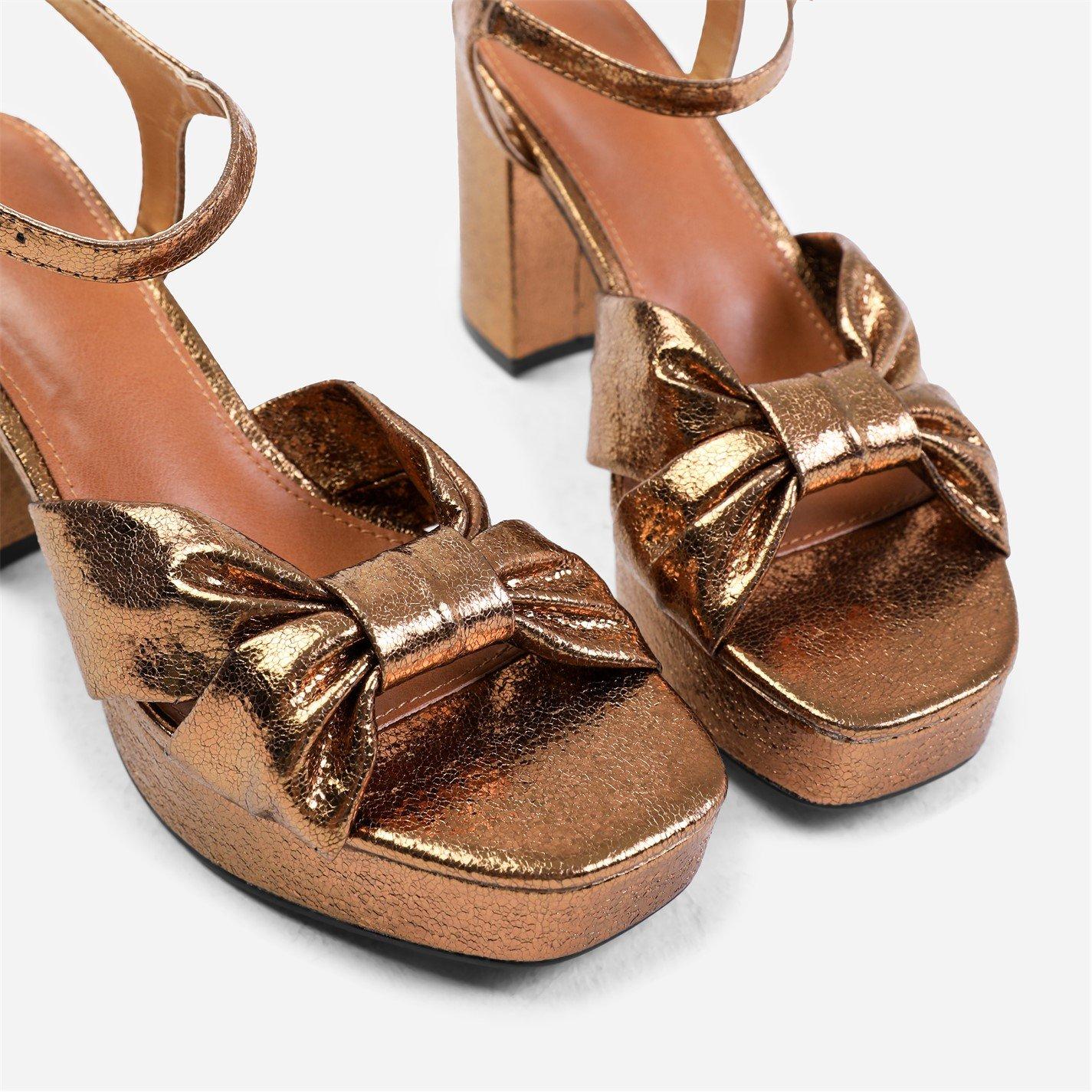 Deepgoldcrinkle - Wheres That From - Talia Mid Block Heel With Plaftorm And Bow Detaili - 4