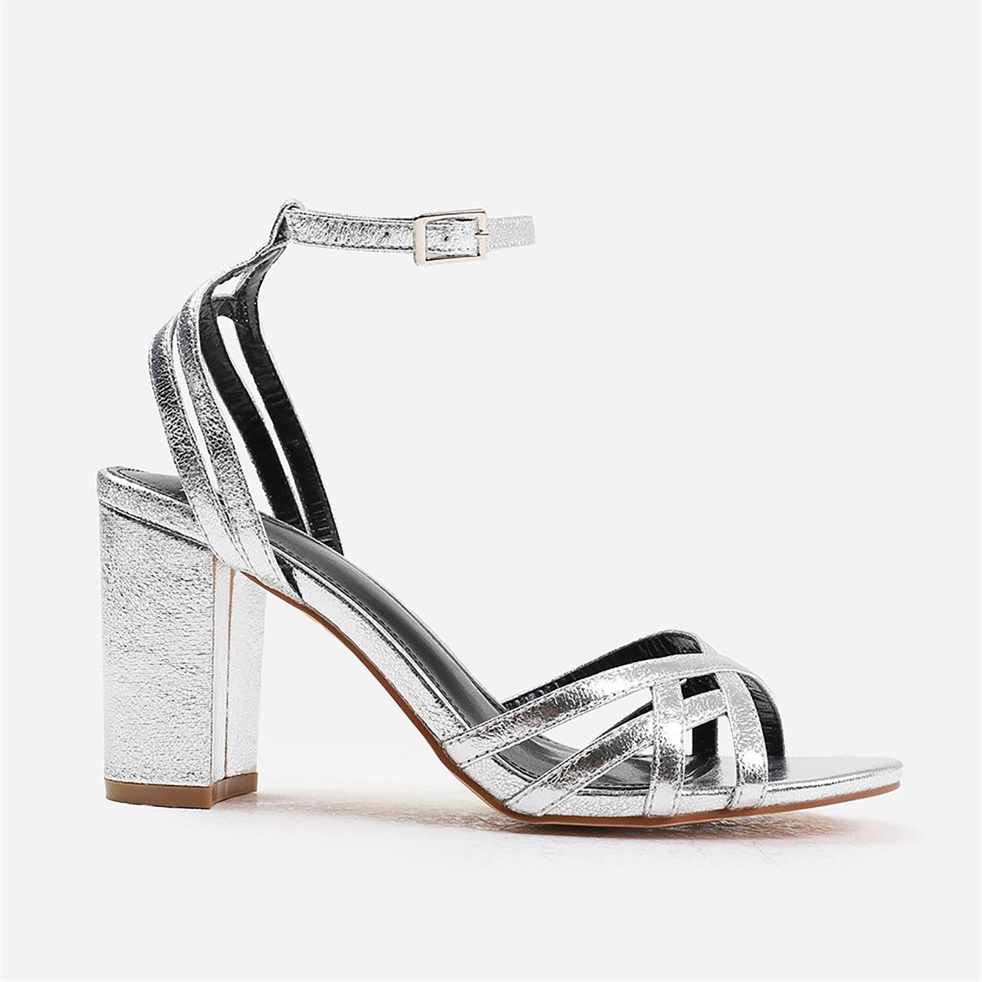 Silvercrinklepu - Wheres That From - Esmer Wide Fit Mid Block Heel With Cross Over Stra - 1