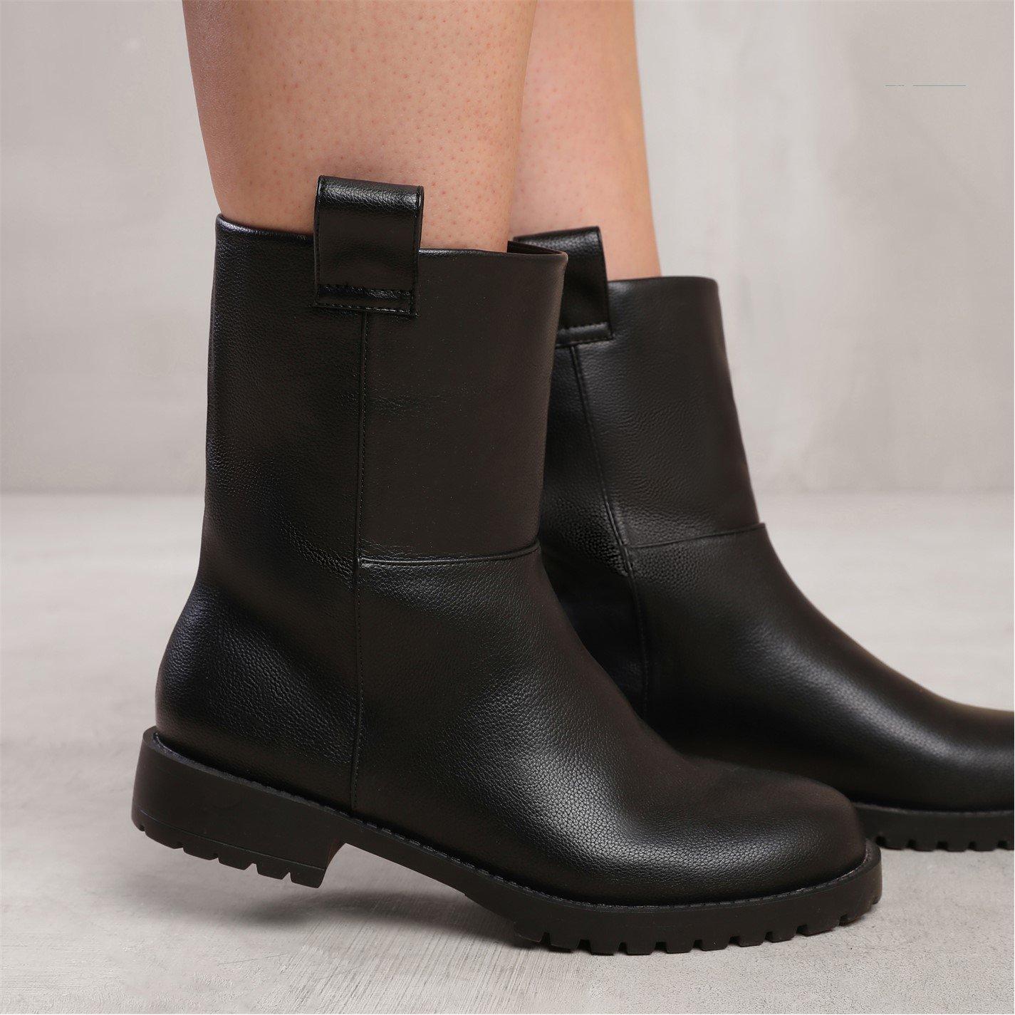 Black Grainpu - Wheres That From - Delta Black Grain Wide-Fit Mid Calf Boots - 2