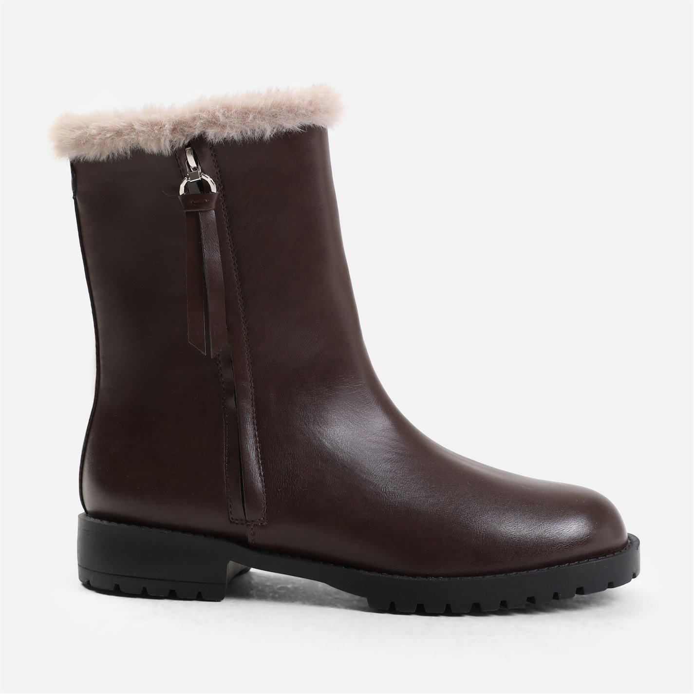 Dark Brown Pu - Wheres That From - Artic Brown Wide Fit Mid Calf Boots - 1