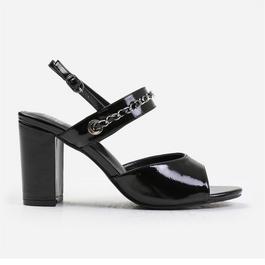 Wheres That From Audra Wide Fit Mid Block Heels With Chain Detailin