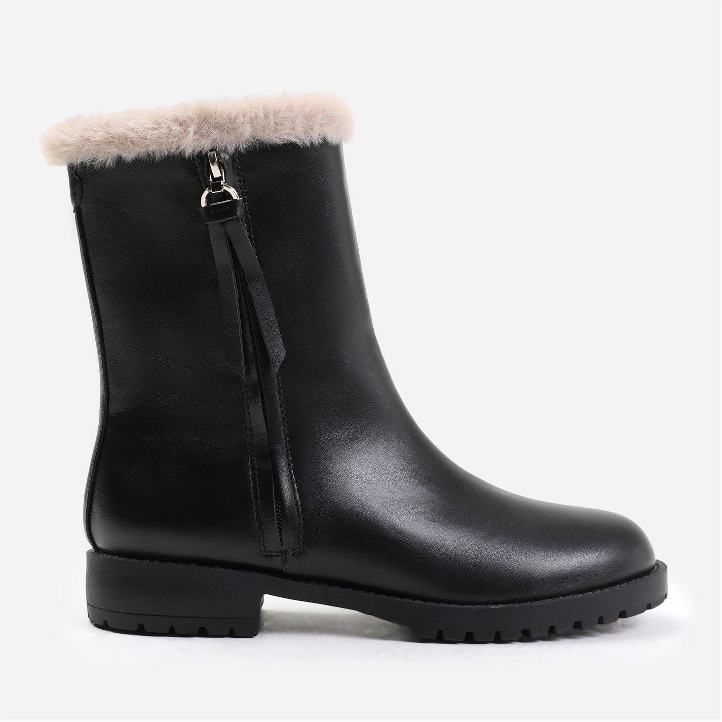 Black Pu - Wheres That From - Artic Black Wide Fit Mid Calf Boots - 1