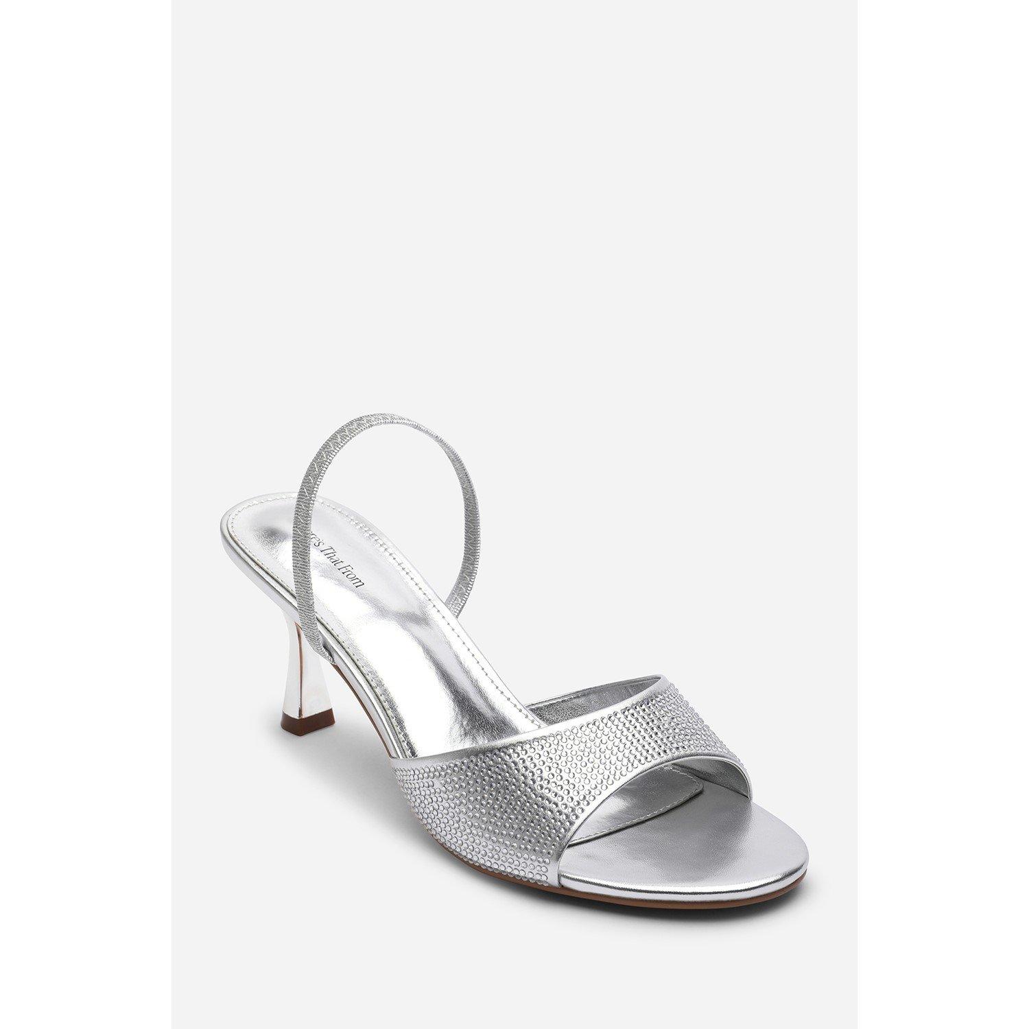 Silver - Wheres That From - Harmony Silver Open Toe Mid Heel Sandal with Sling - 3