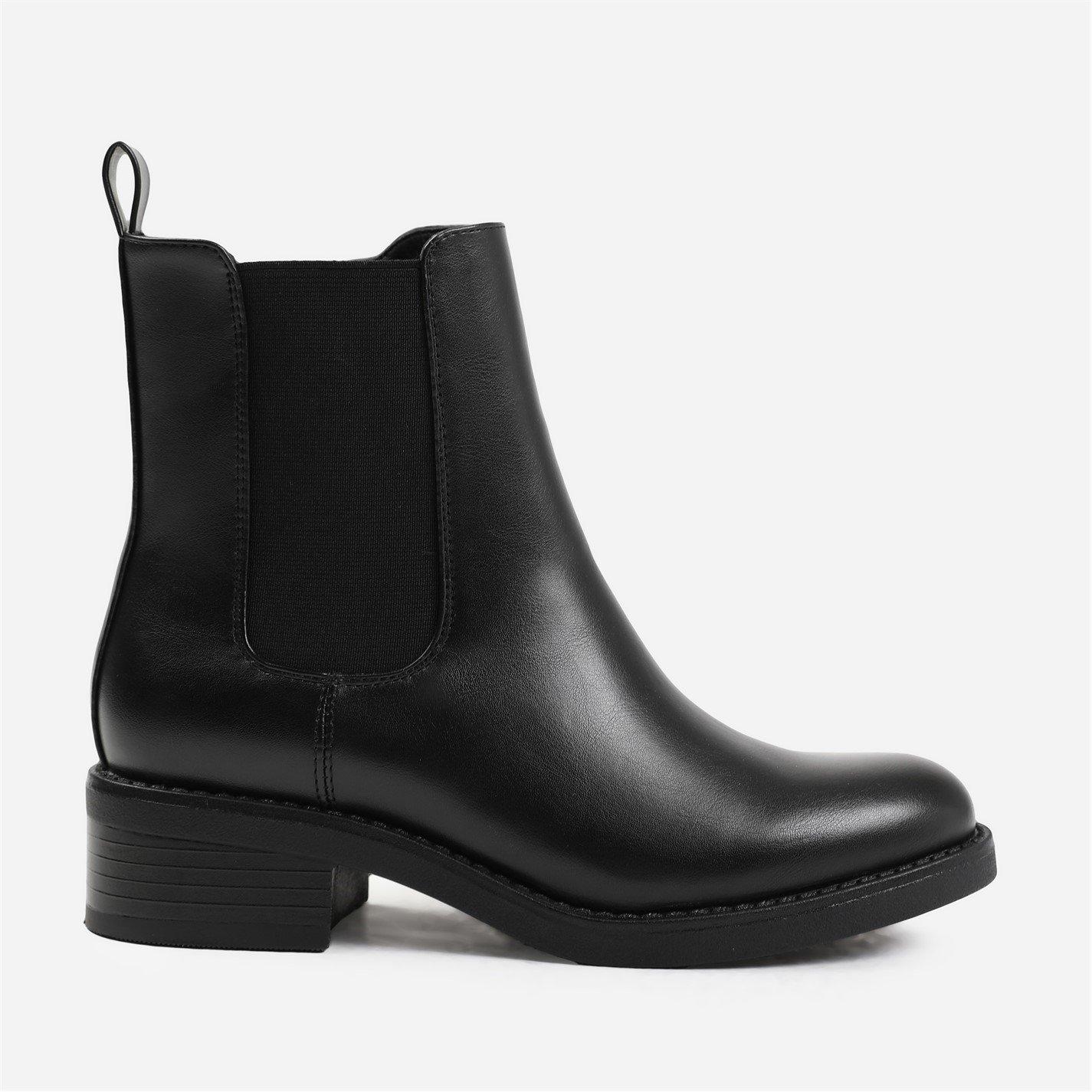 Black Pu - Wheres That From - Ankle Boot With Elastic Panel And Side Zip - 3