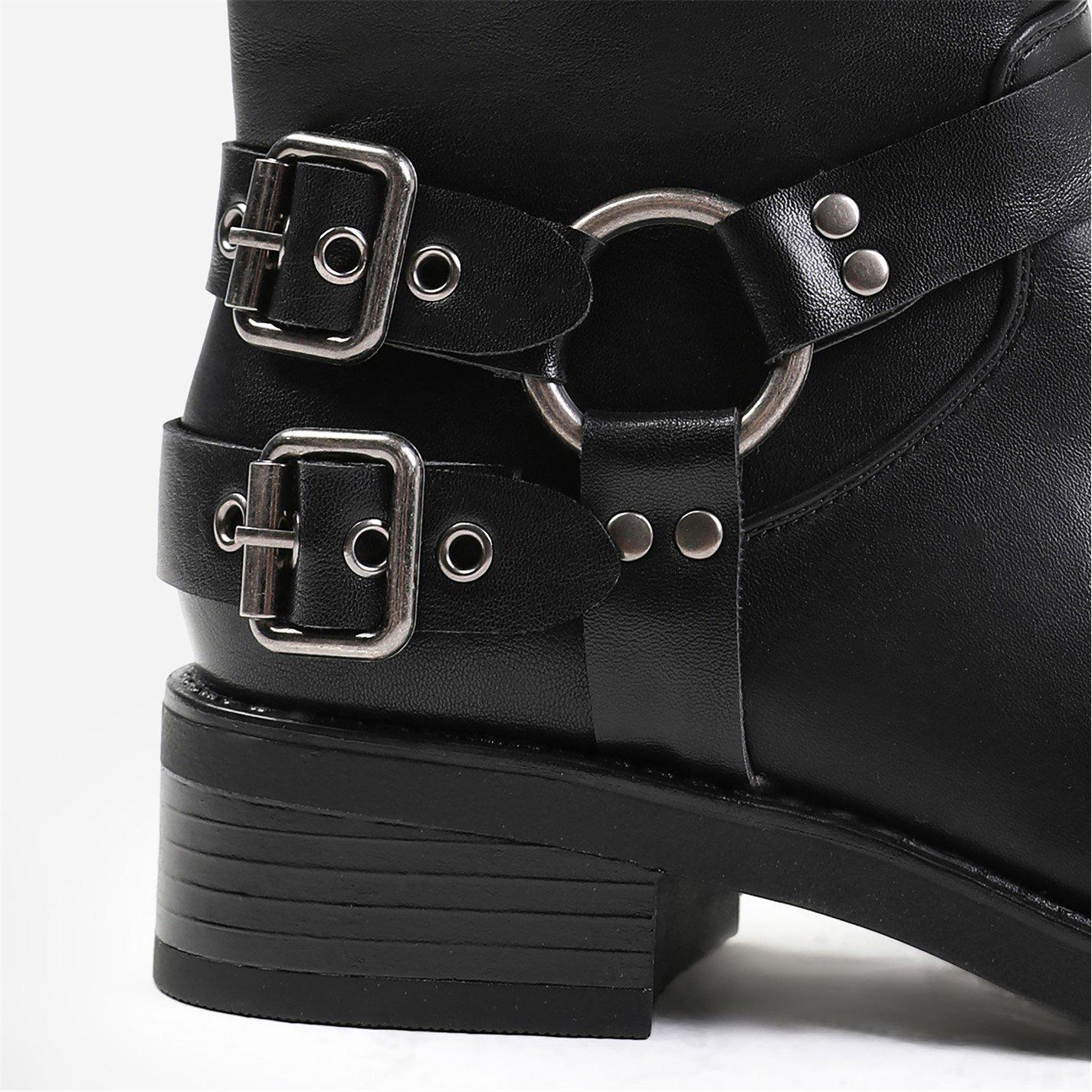 Black Pu - Wheres That From - Bode Black Buckle Detailing Ankle Boots - 4