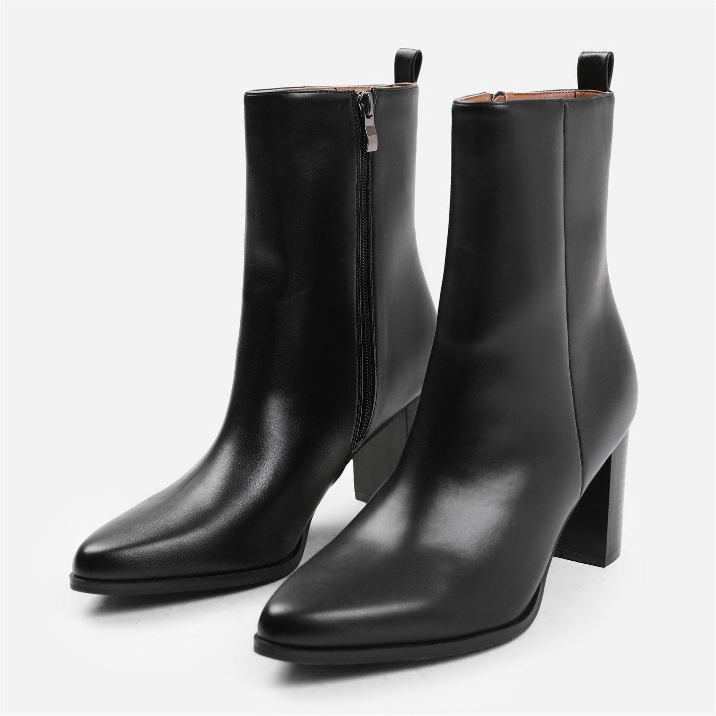 Black Pu - Wheres That From - North Block Heel Ankle Boot In Black Faux Leather - 4