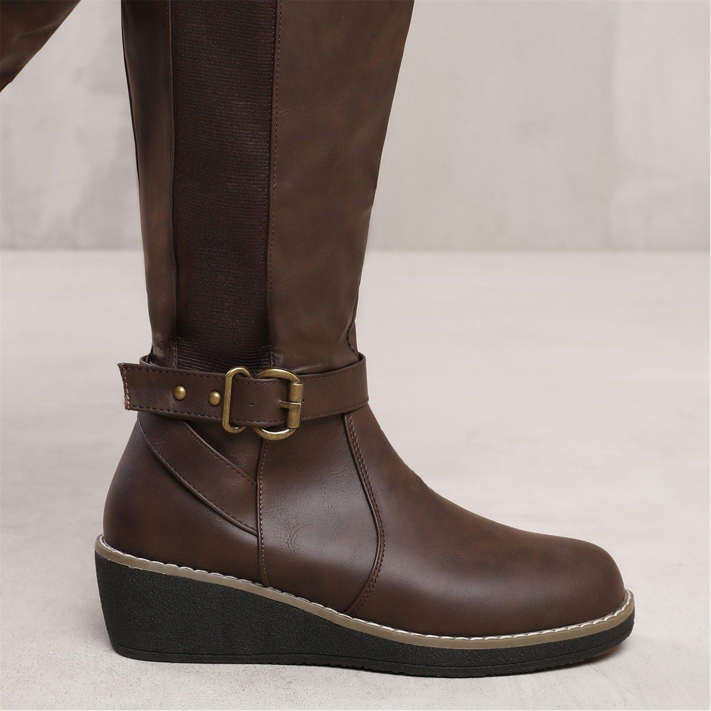 Brown Pu - Wheres That From - Ayleen Knee High Boots In Brown - 3