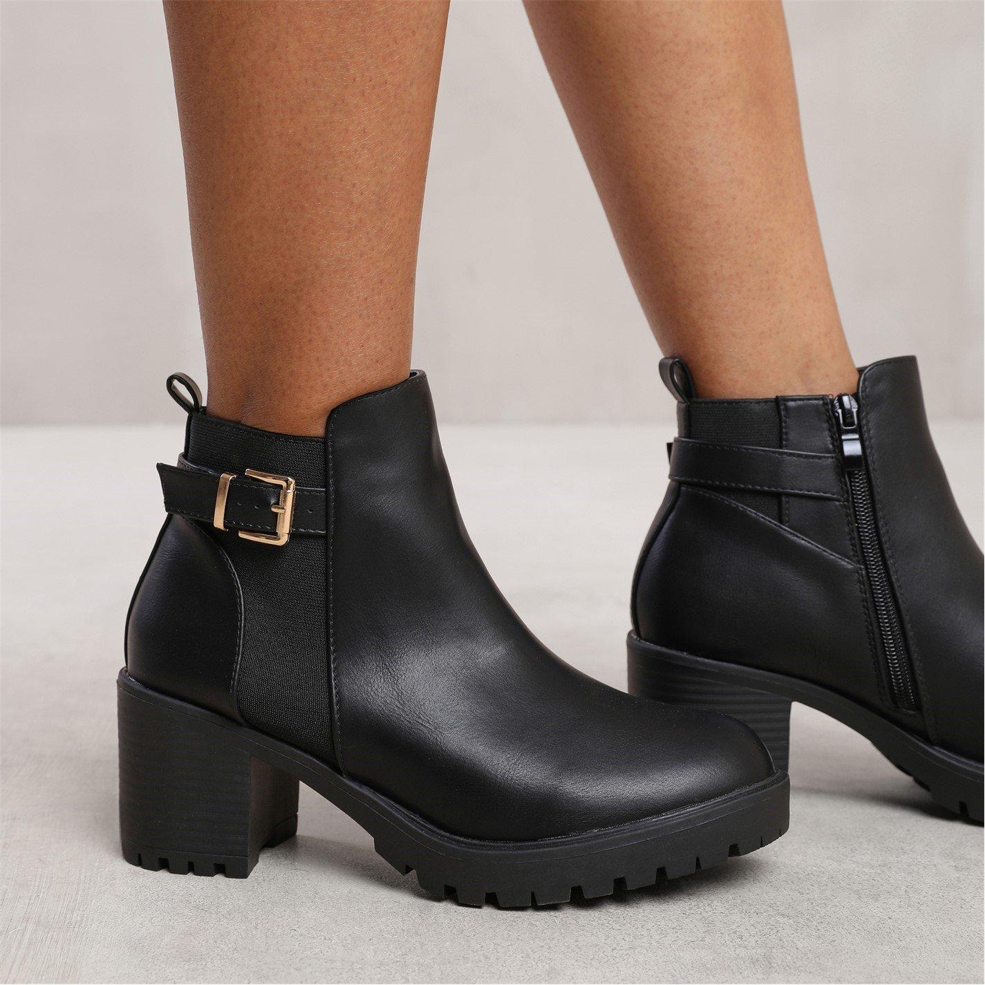 Wheres That From Mid Block Heel With Buckle Detail