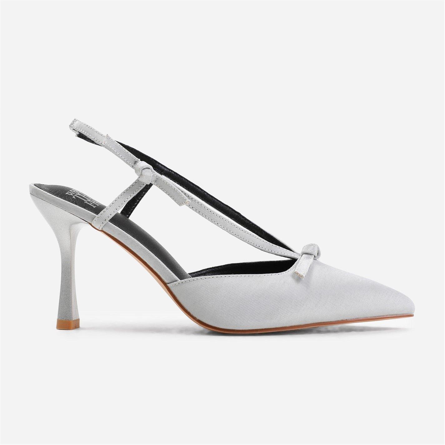 Silvernewsatin - Wheres That From - Ava Wide Fit High Heel With Pointed Toe And Strap - 1