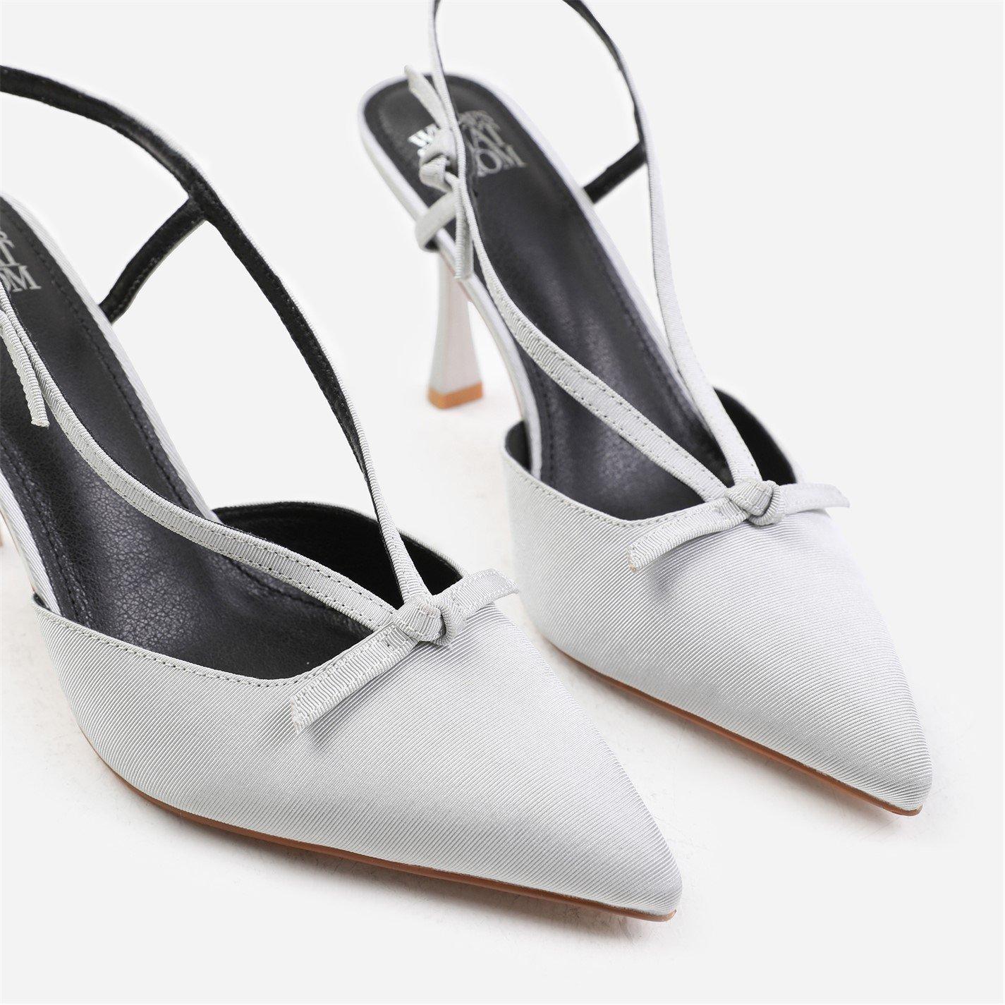 Silvernewsatin - Wheres That From - Ava Wide Fit High Heel With Pointed Toe And Strap - 4