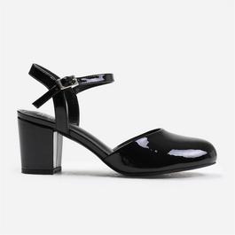 Wheres That From Guelder Round Toe Mid Block Heel With Strap In Bla