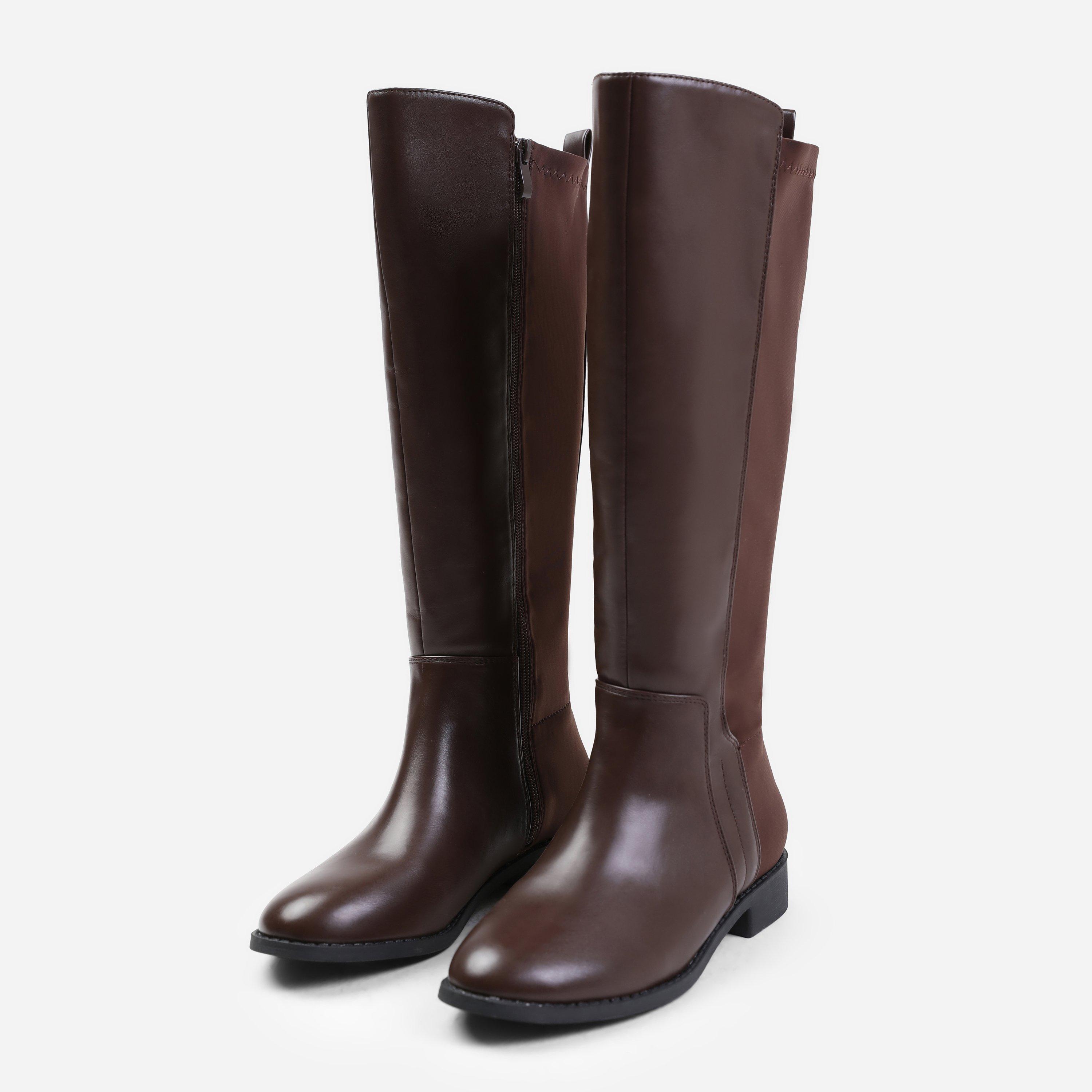 Dark Brown Pu - Wheres That From - Parker Dark Brown Knee High Boots - 3