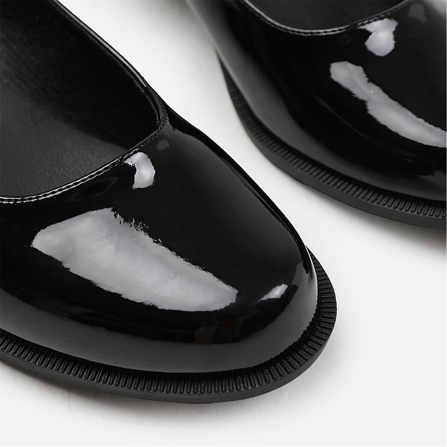 Black Patent - Wheres That From - Black Kingston Bucke Detail Low Heel Loafers - 4