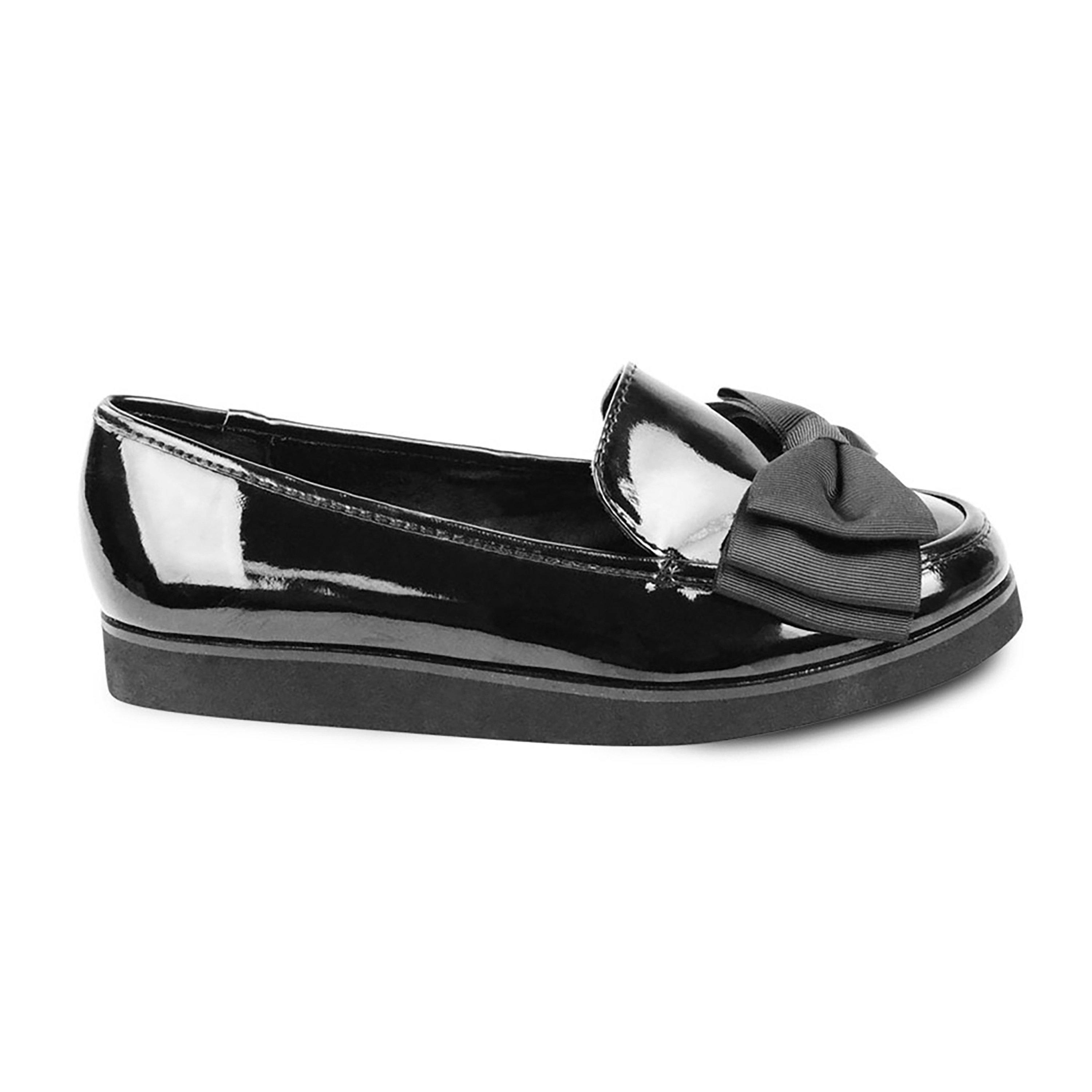 Black Patent - Wheres That From - Alpha Wide Fit Black Slip On Loafers - 3
