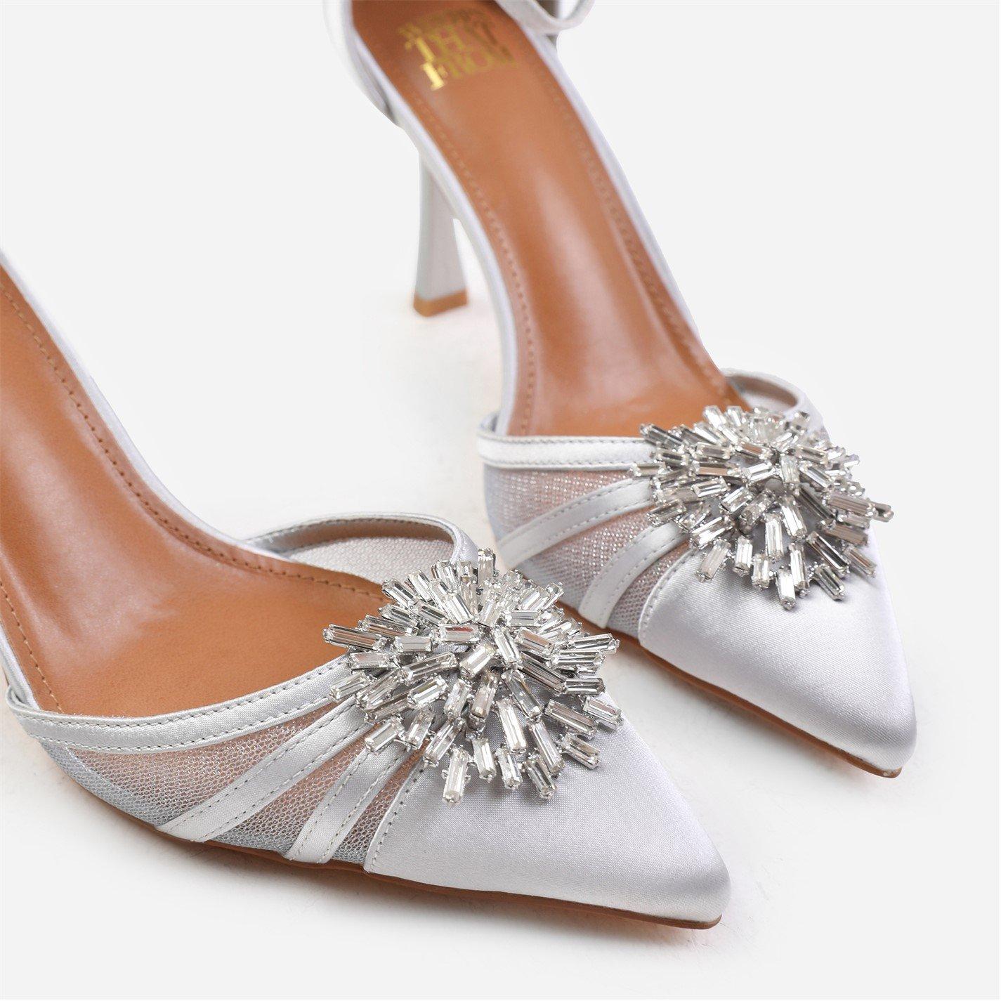 Silversatin - Wheres That From - Vera High Heel With Pointed Toe And Diamante Detai - 4