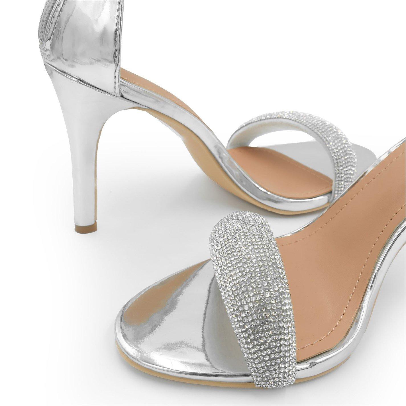 Silver - Wheres That From - Silver Faux Leather Sabra High Heel Sandals - 4